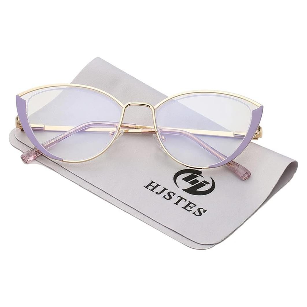 Gafas de Luz Azul HJSTES Ojo de Gato Metal Púrpura