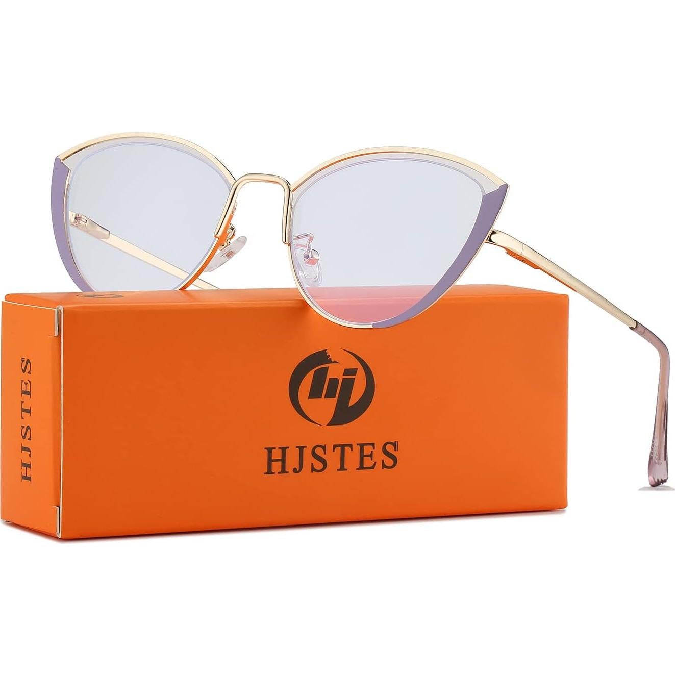 Gafas de Luz Azul HJSTES Ojo de Gato Metal Púrpura