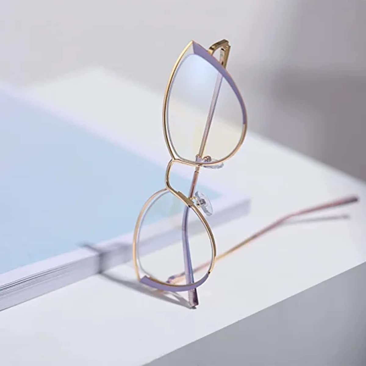 Gafas de Luz Azul HJSTES Ojo de Gato Metal Púrpura