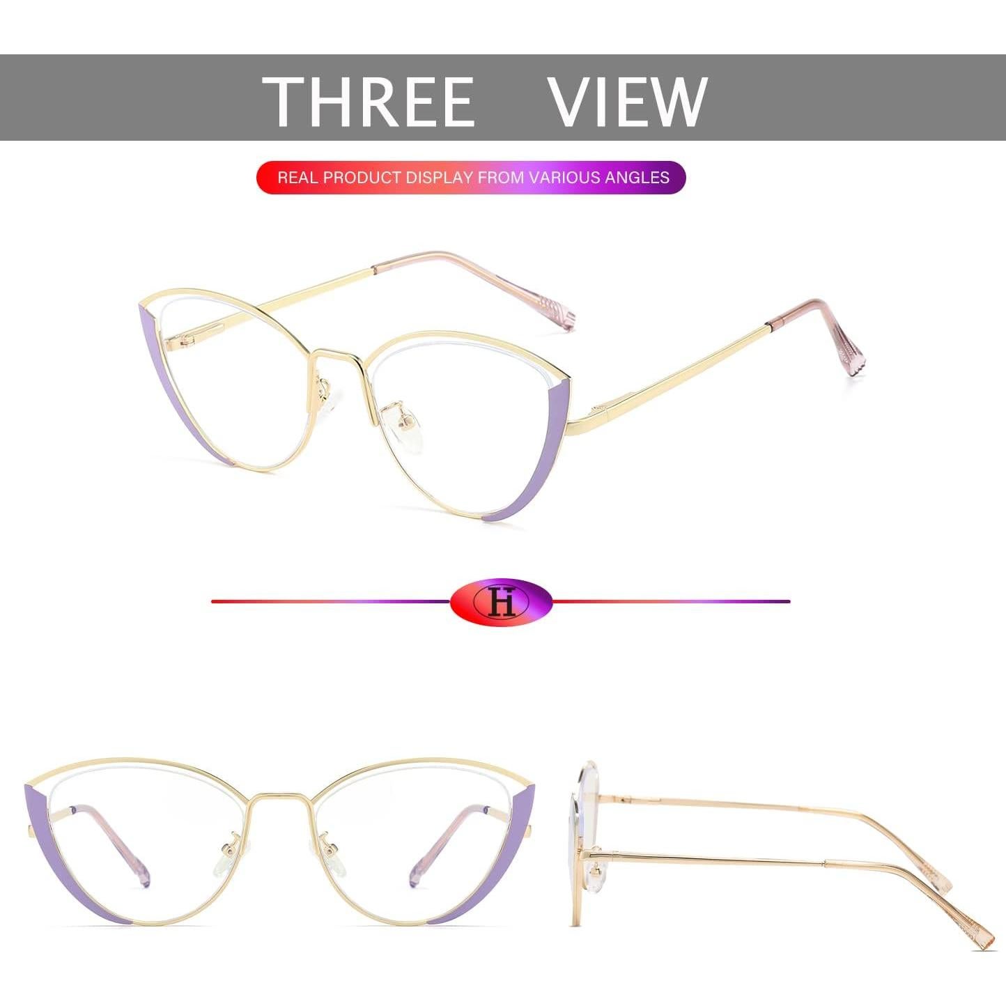 Gafas de Luz Azul HJSTES Ojo de Gato Metal Púrpura