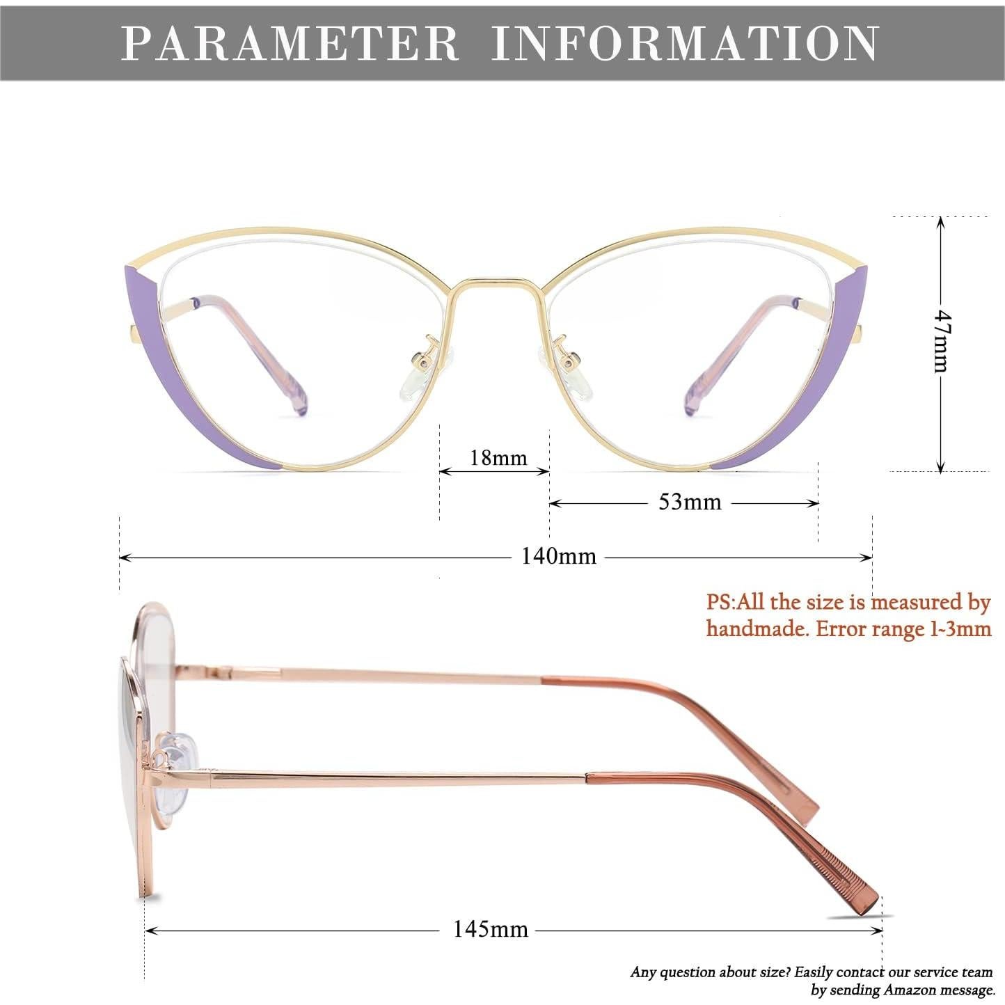 Gafas de Luz Azul HJSTES Ojo de Gato Metal Púrpura