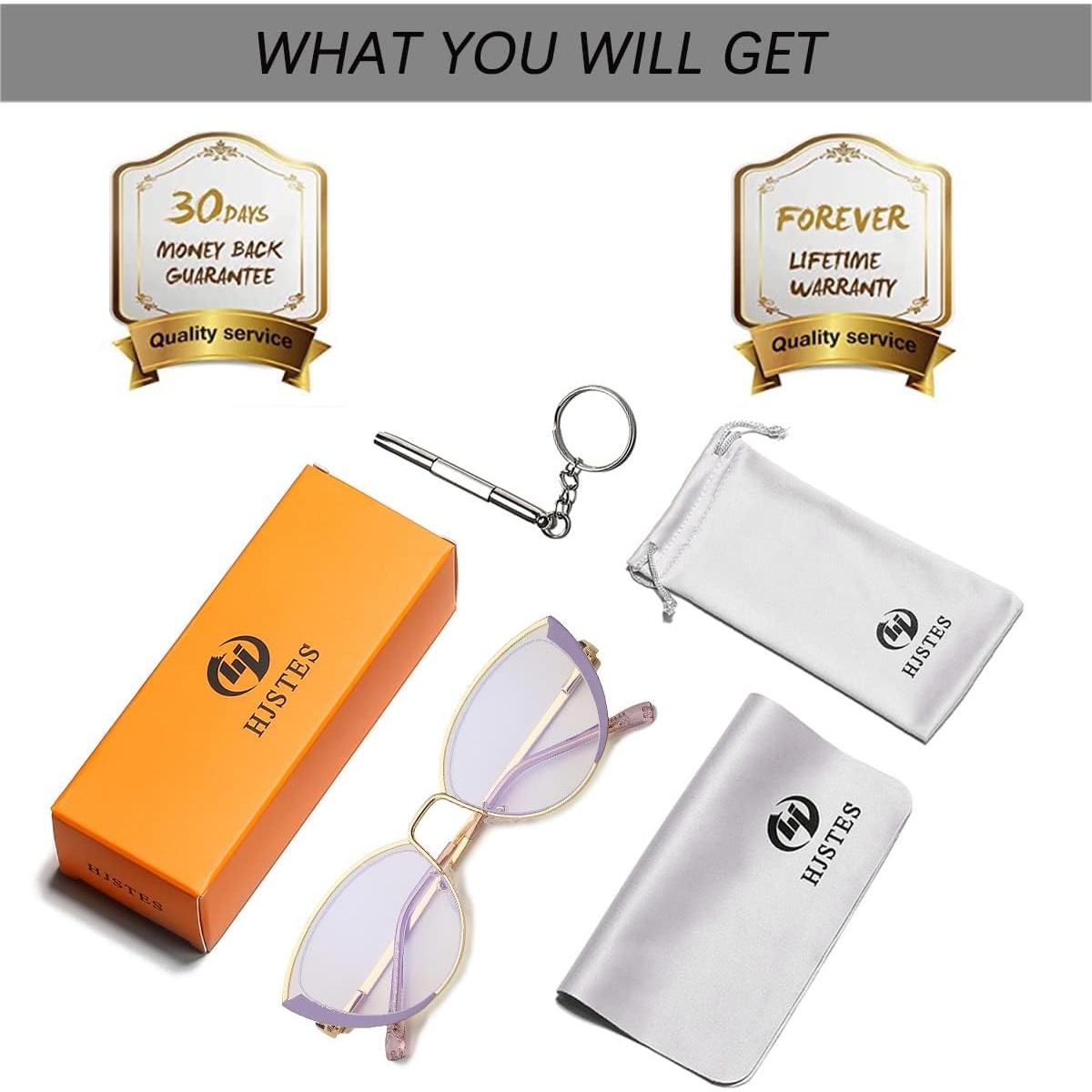 Gafas de Luz Azul HJSTES Ojo de Gato Metal Púrpura