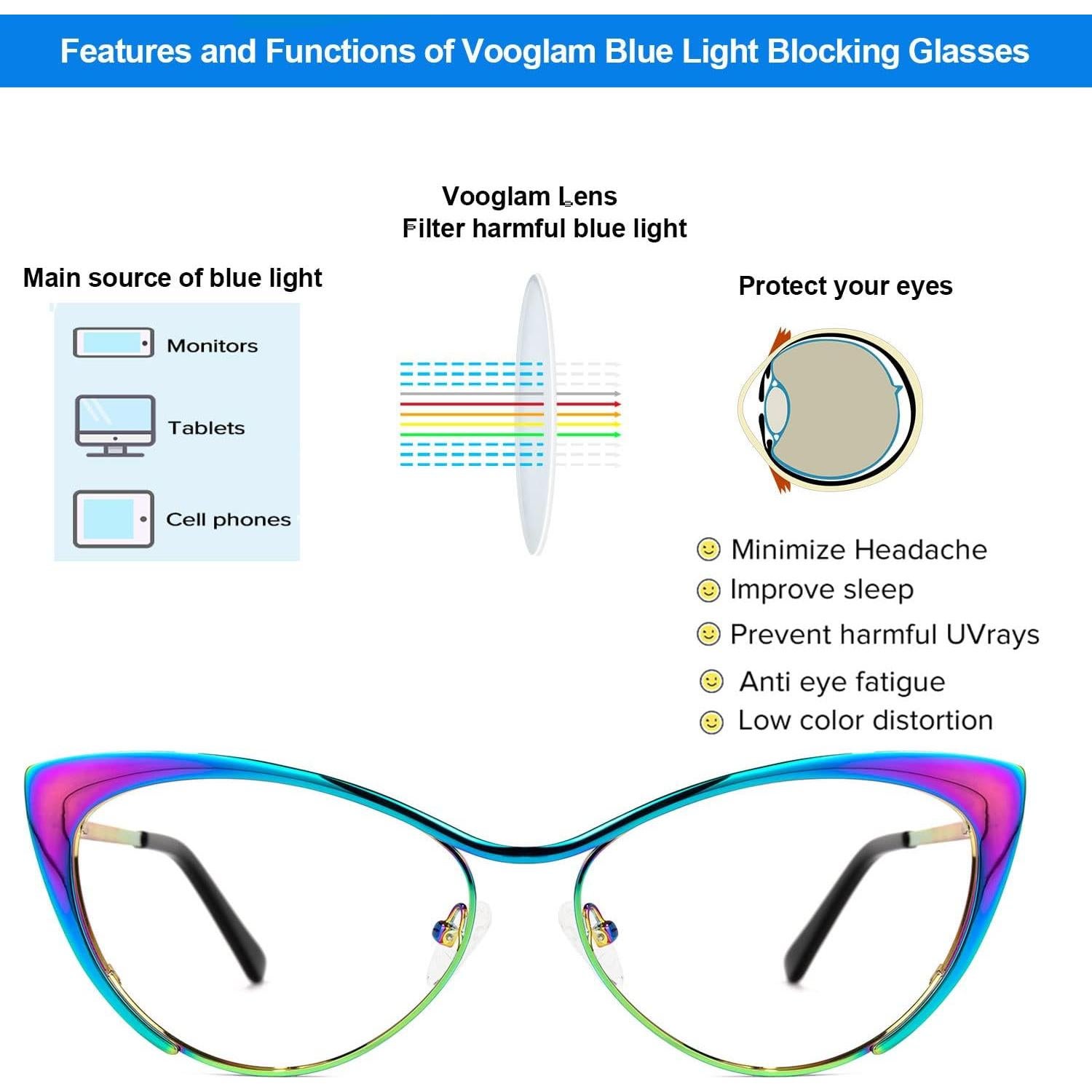 Gafas de luz azul VOOGLAM Annabelle Cateye para mujer