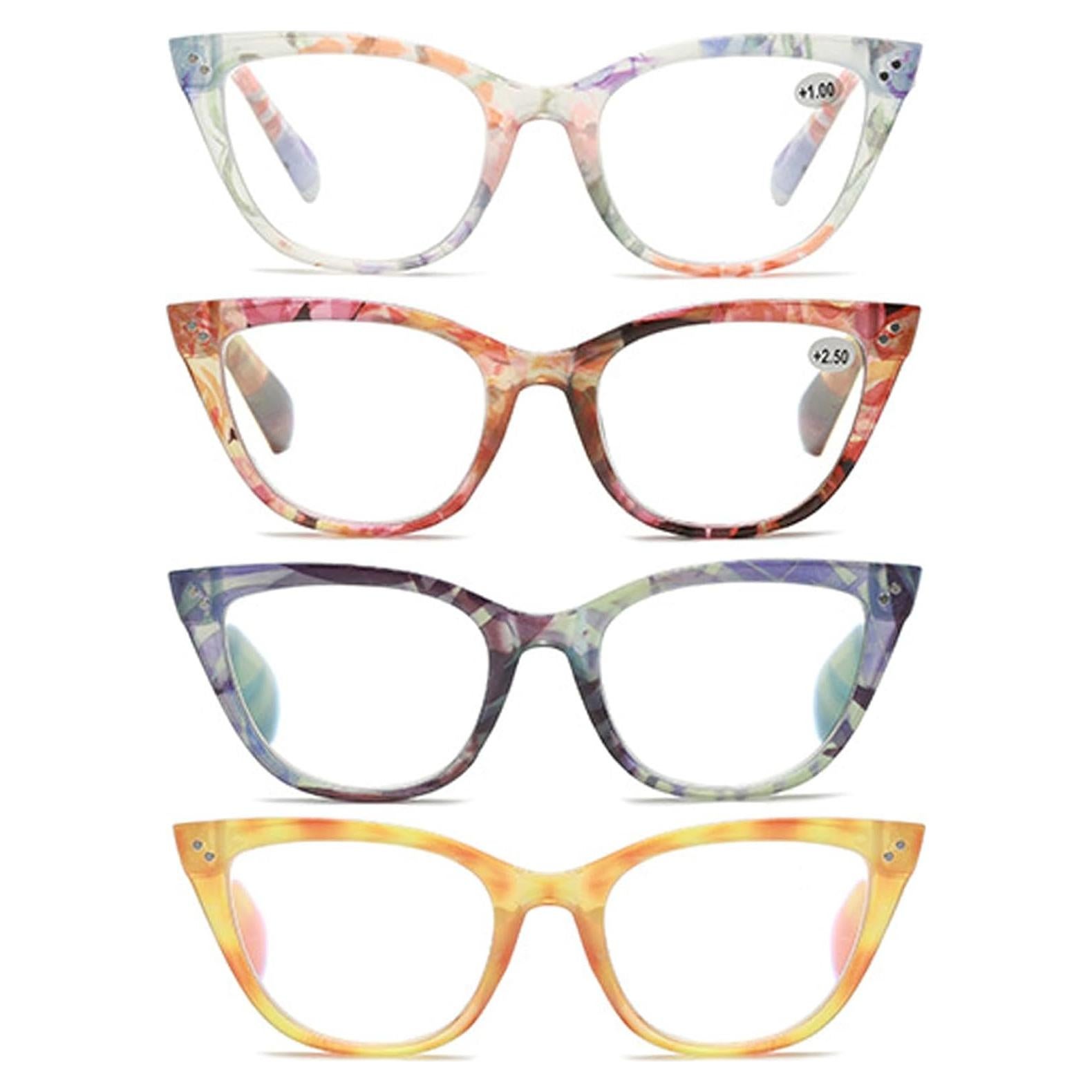 Gafas de lectura retro para mujer - Paquete de 4 colores - 2.0x