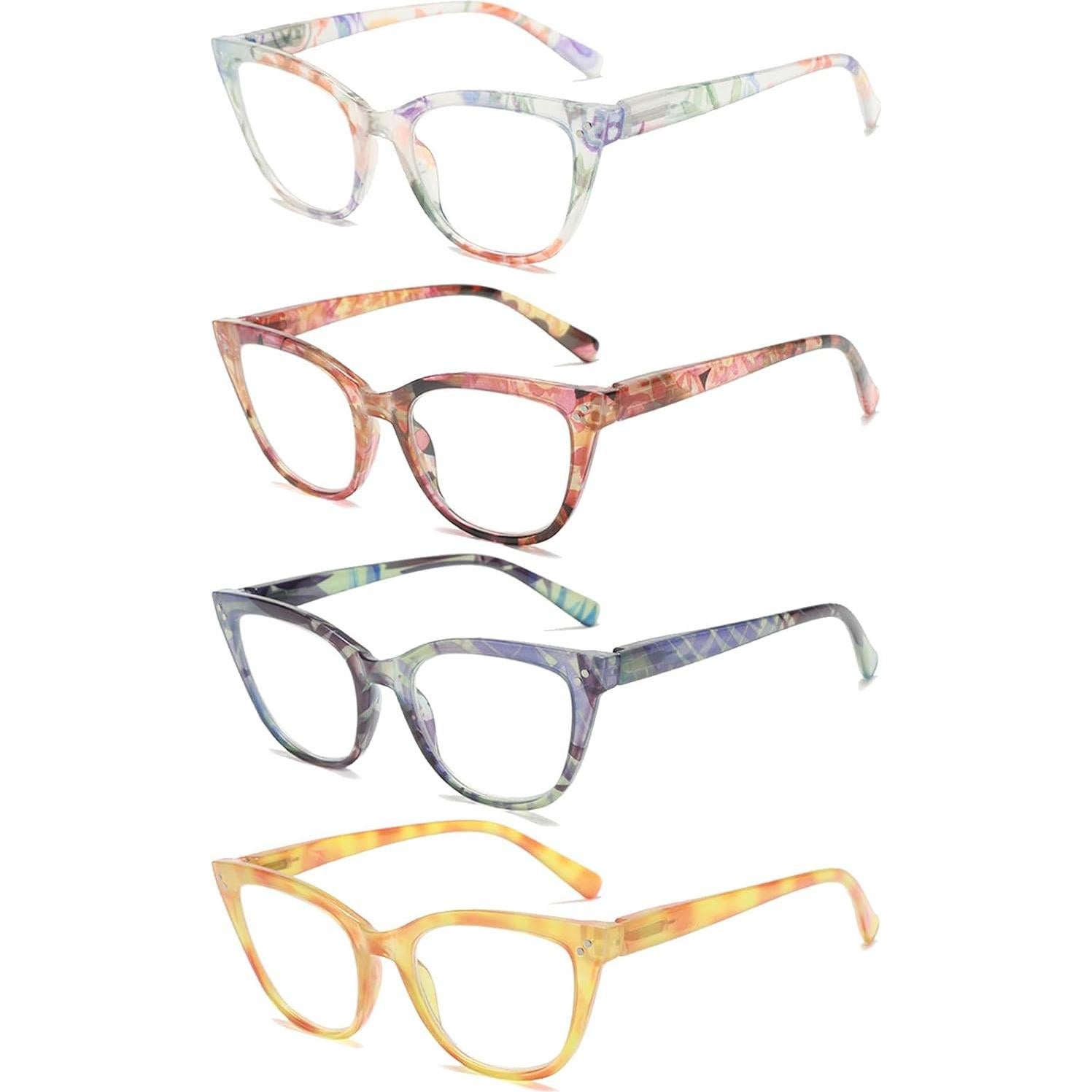 Gafas de lectura retro para mujer - Paquete de 4 colores - 2.0x