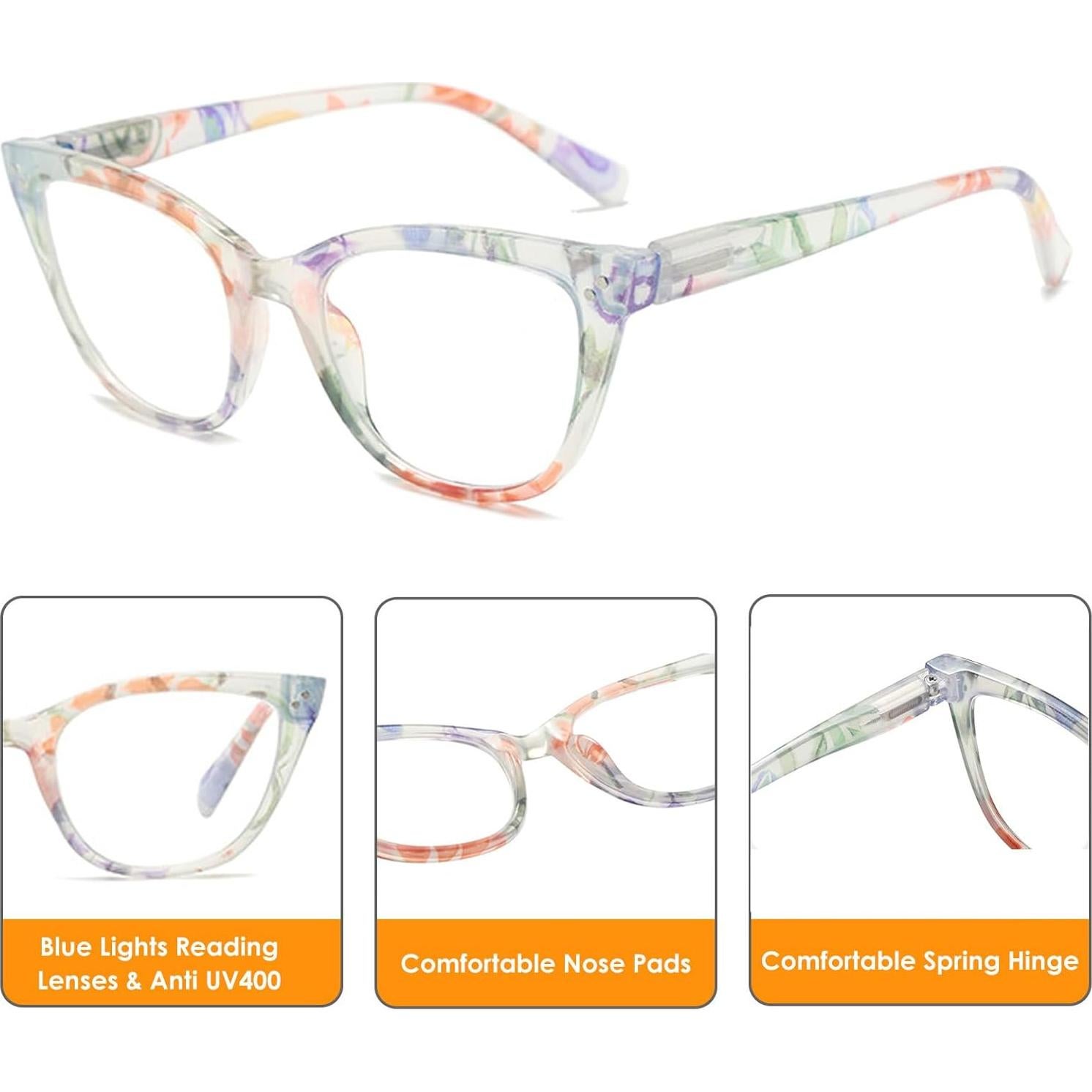 Gafas de lectura retro para mujer - Paquete de 4 colores - 2.0x