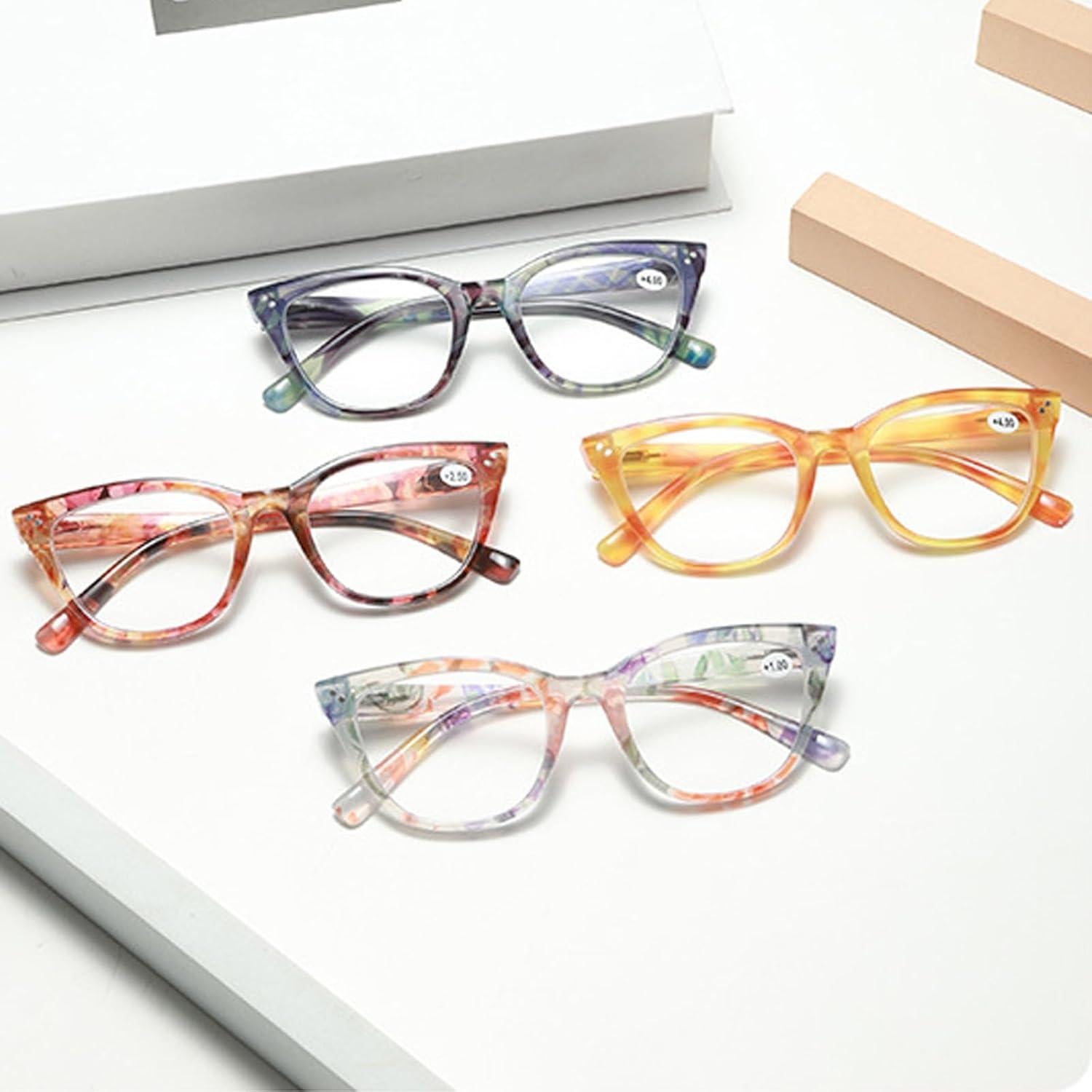 Gafas de lectura retro para mujer - Paquete de 4 colores - 2.0x