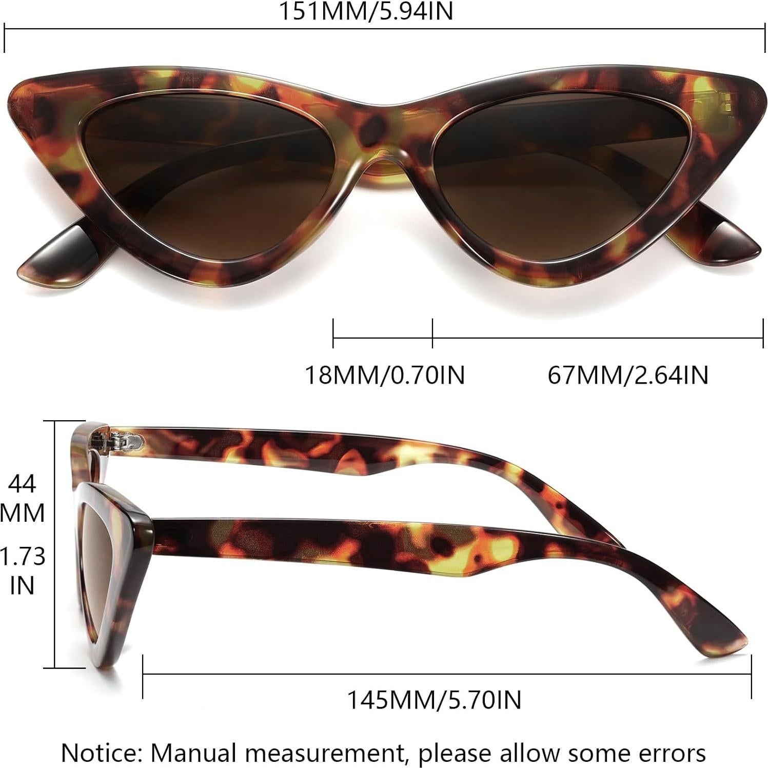 Gafas de sol ojo de gato IOHLNG para mujeres - Montura carey