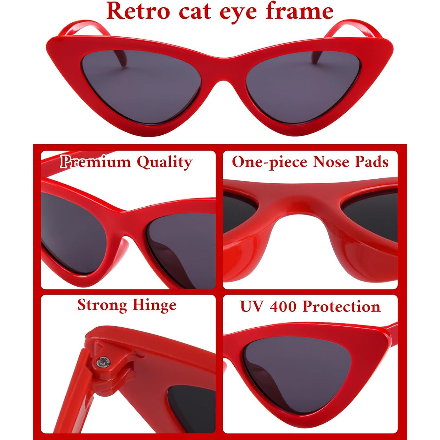 Gafas de sol cat eye vintage PLULON rojas para adultos y niños