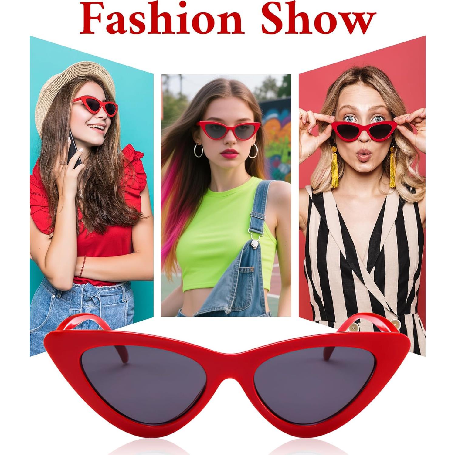 Gafas de sol cat eye vintage PLULON rojas para adultos y niños