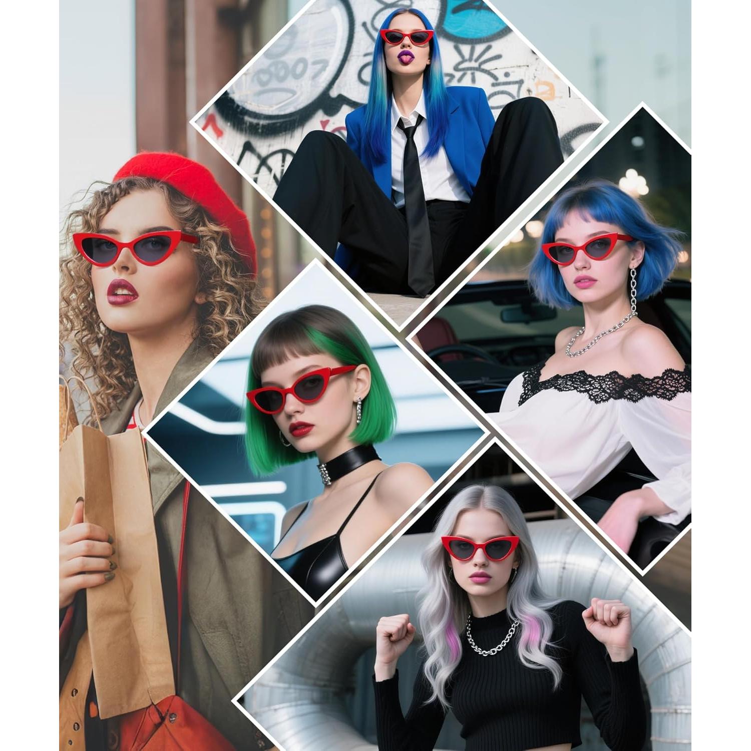 Gafas de sol cat eye vintage PLULON rojas para adultos y niños