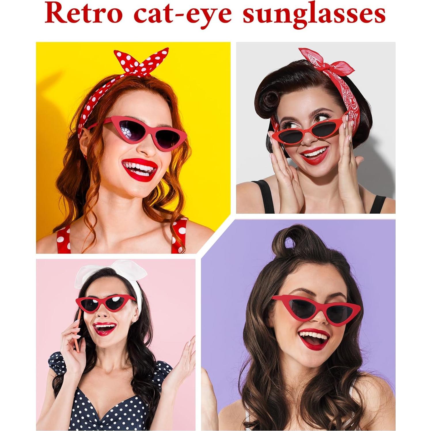 Gafas de sol cat eye vintage PLULON rojas para adultos y niños