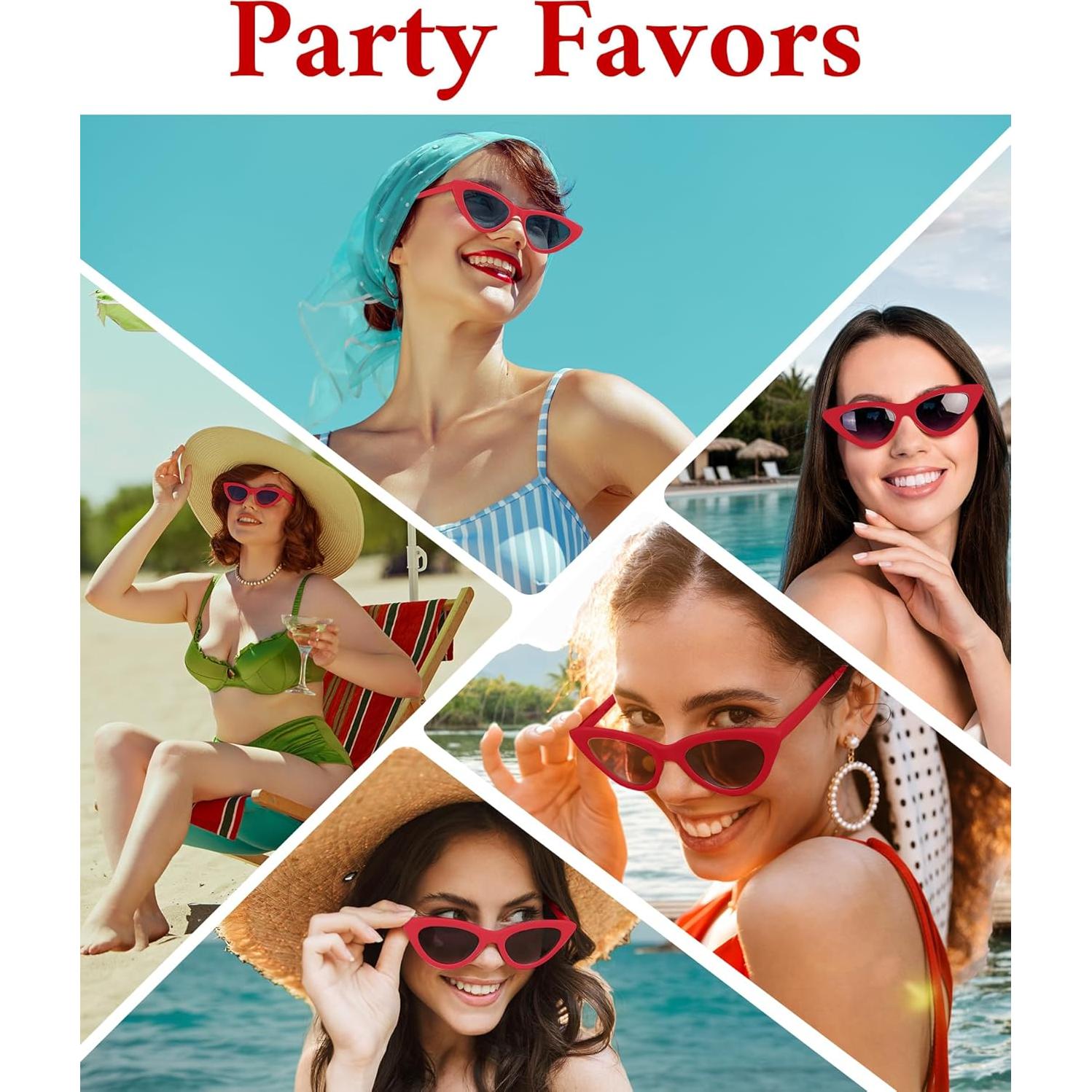 Gafas de sol cat eye vintage PLULON rojas para adultos y niños