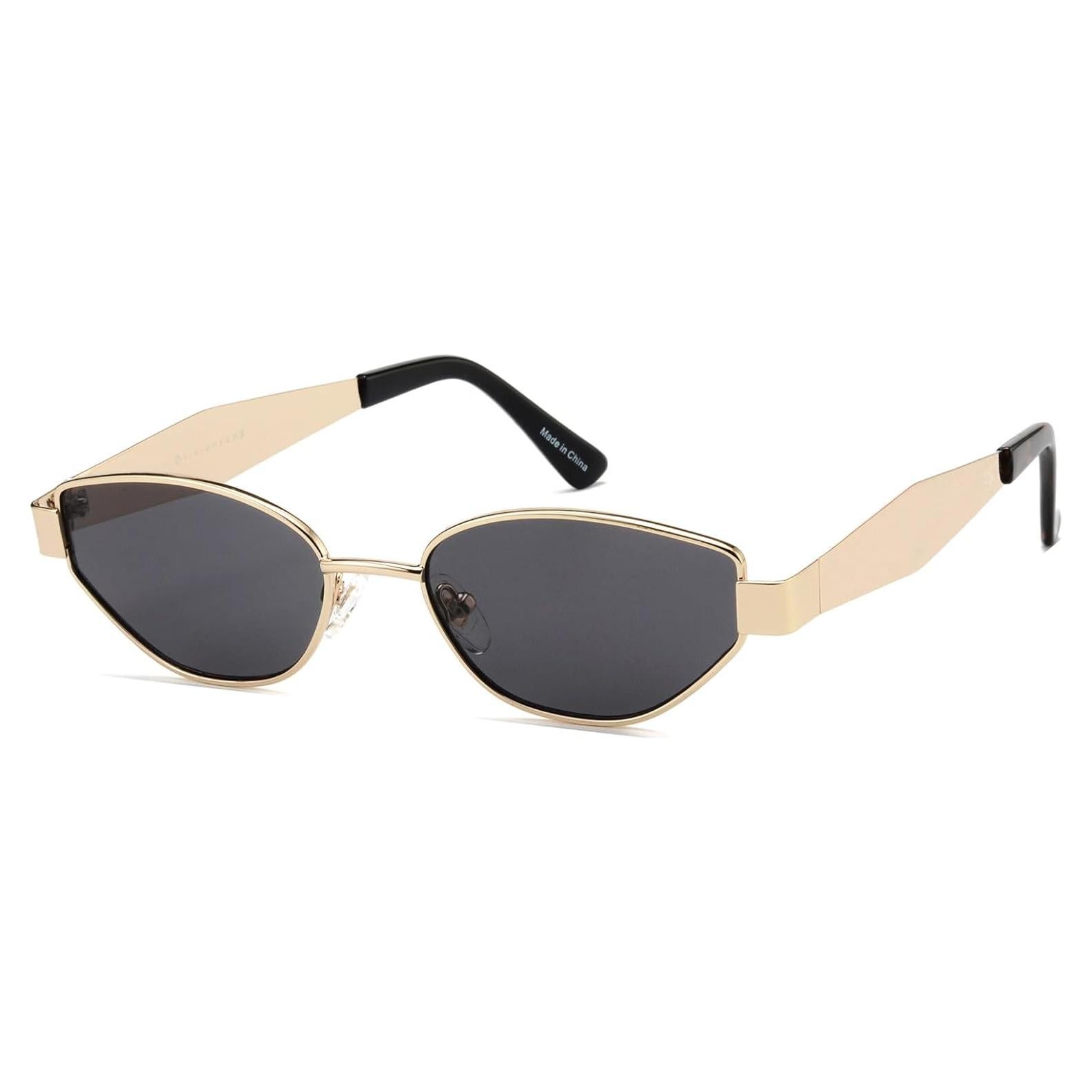 Gafas de sol retro estilo gato doradas UV400 para mujeres