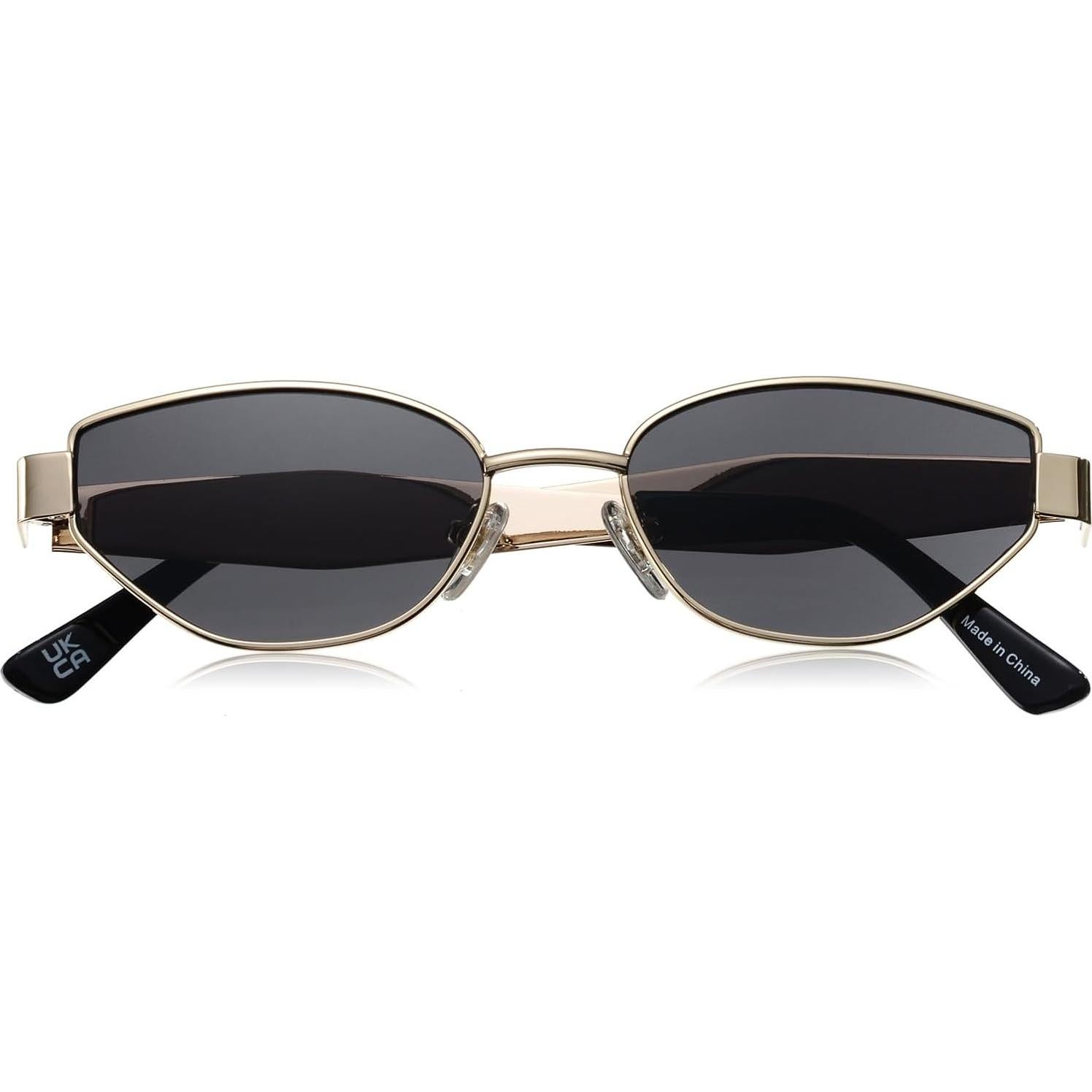 Gafas de sol retro estilo gato doradas UV400 para mujeres