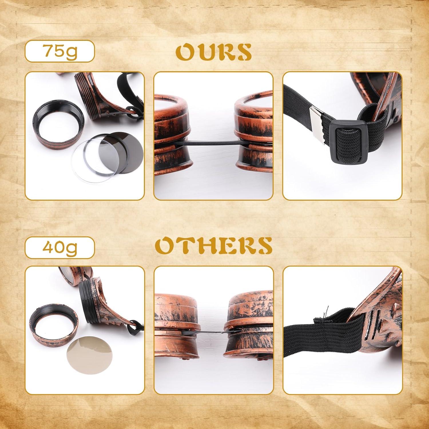 Gafas de Cosplay Steampunk Vintage Ajustables Negras