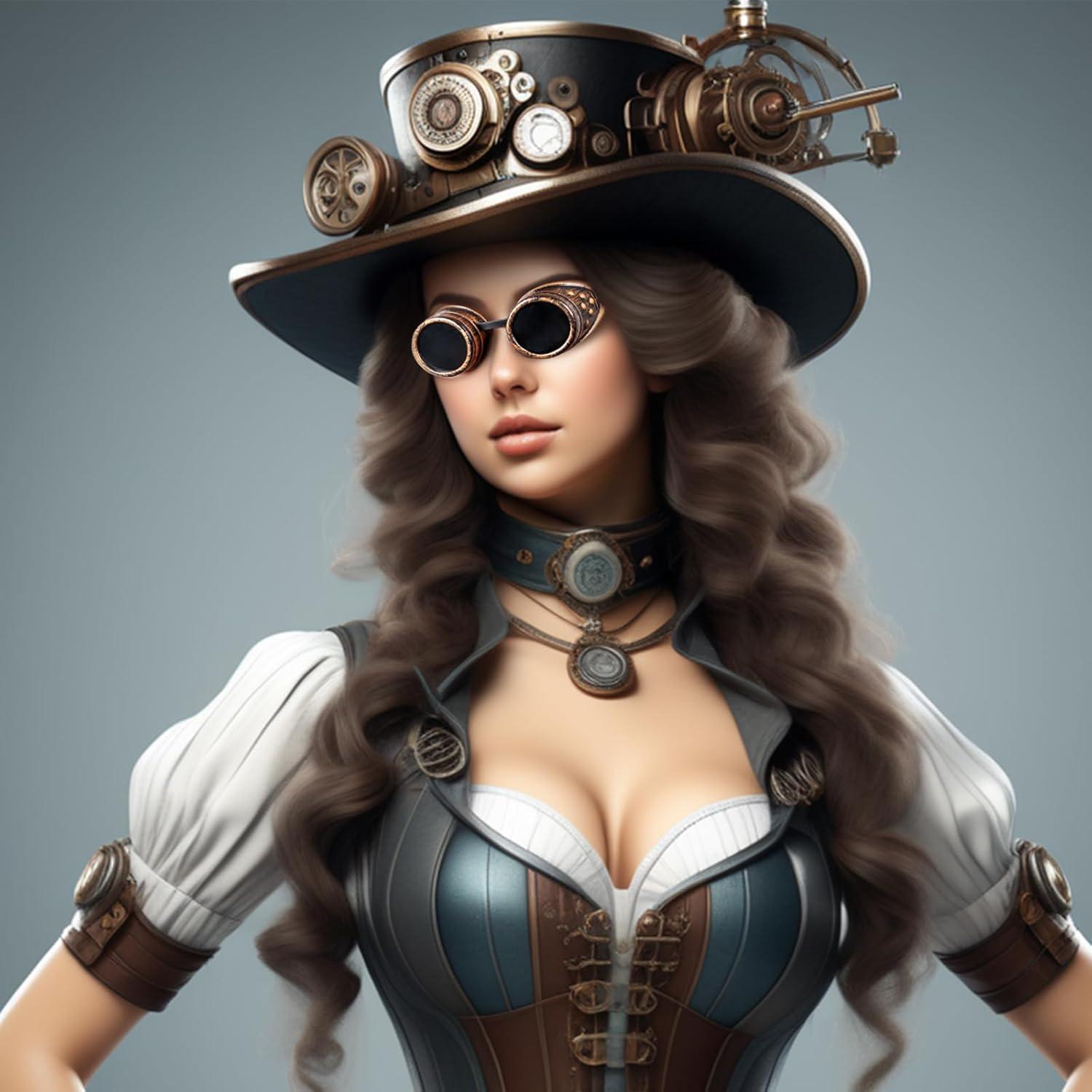 Gafas de Cosplay Steampunk Vintage Ajustables Negras