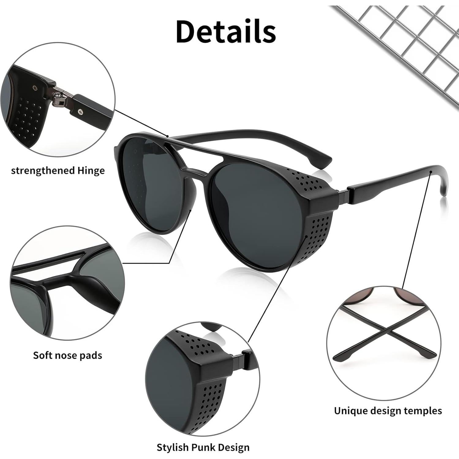 Gafas de sol Steampunk FEISEDY UV400 Unisex Lente Gris