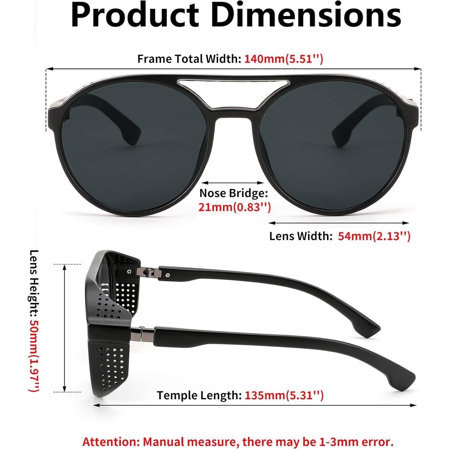 Gafas de sol Steampunk FEISEDY UV400 Unisex Lente Gris