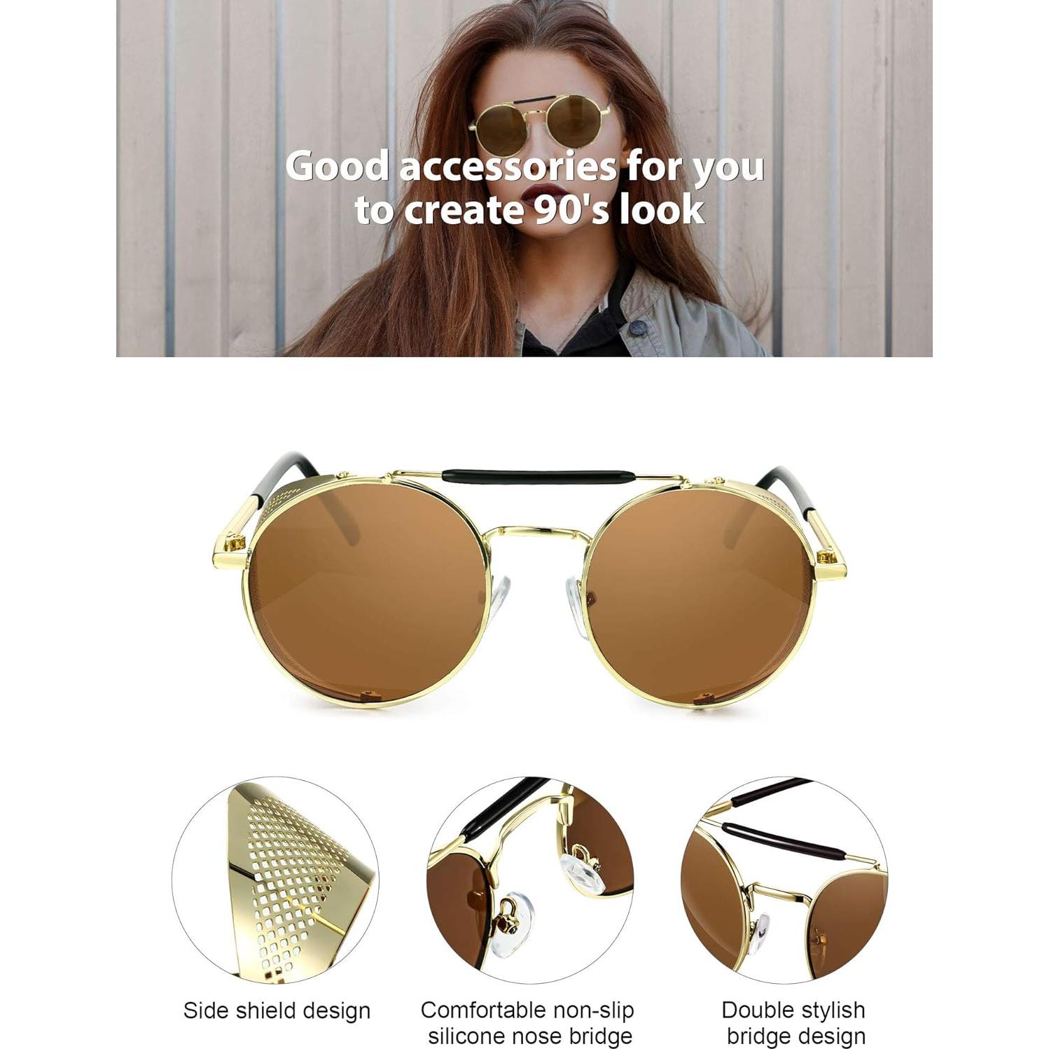 4 Pares de Gafas de Sol Steampunk Retro Unisex Vintage