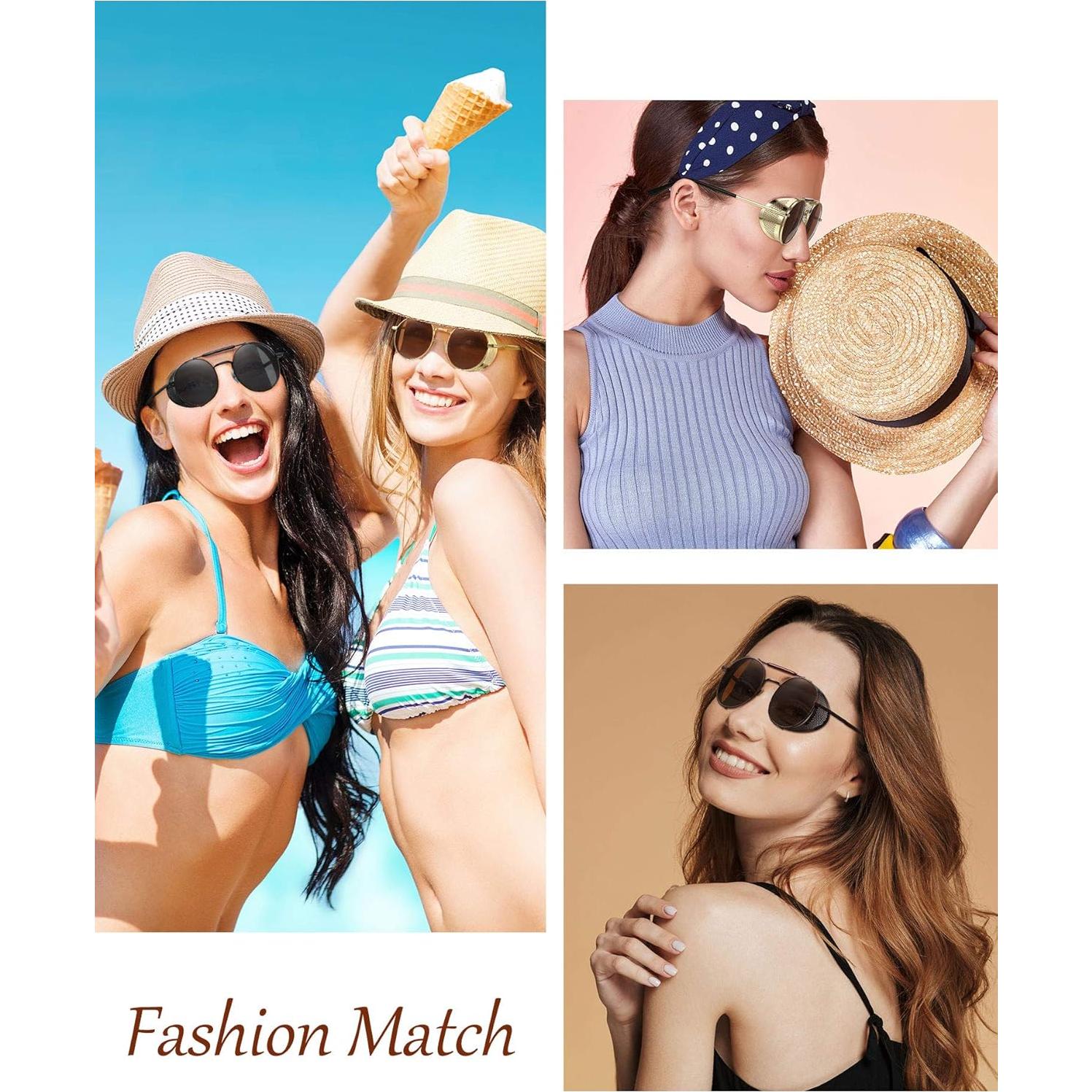 4 Pares de Gafas de Sol Steampunk Retro Unisex Vintage