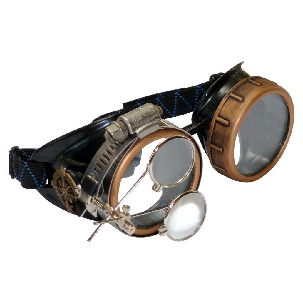 Gafas Steampunk UMBRELLALABORATORY con Lupa y Brújula