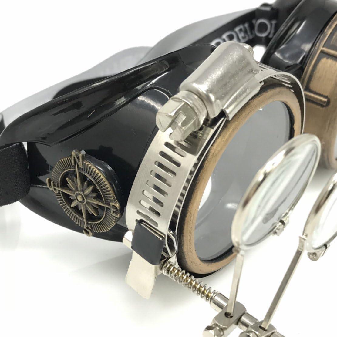 Gafas Steampunk UMBRELLALABORATORY con Lupa y Brújula