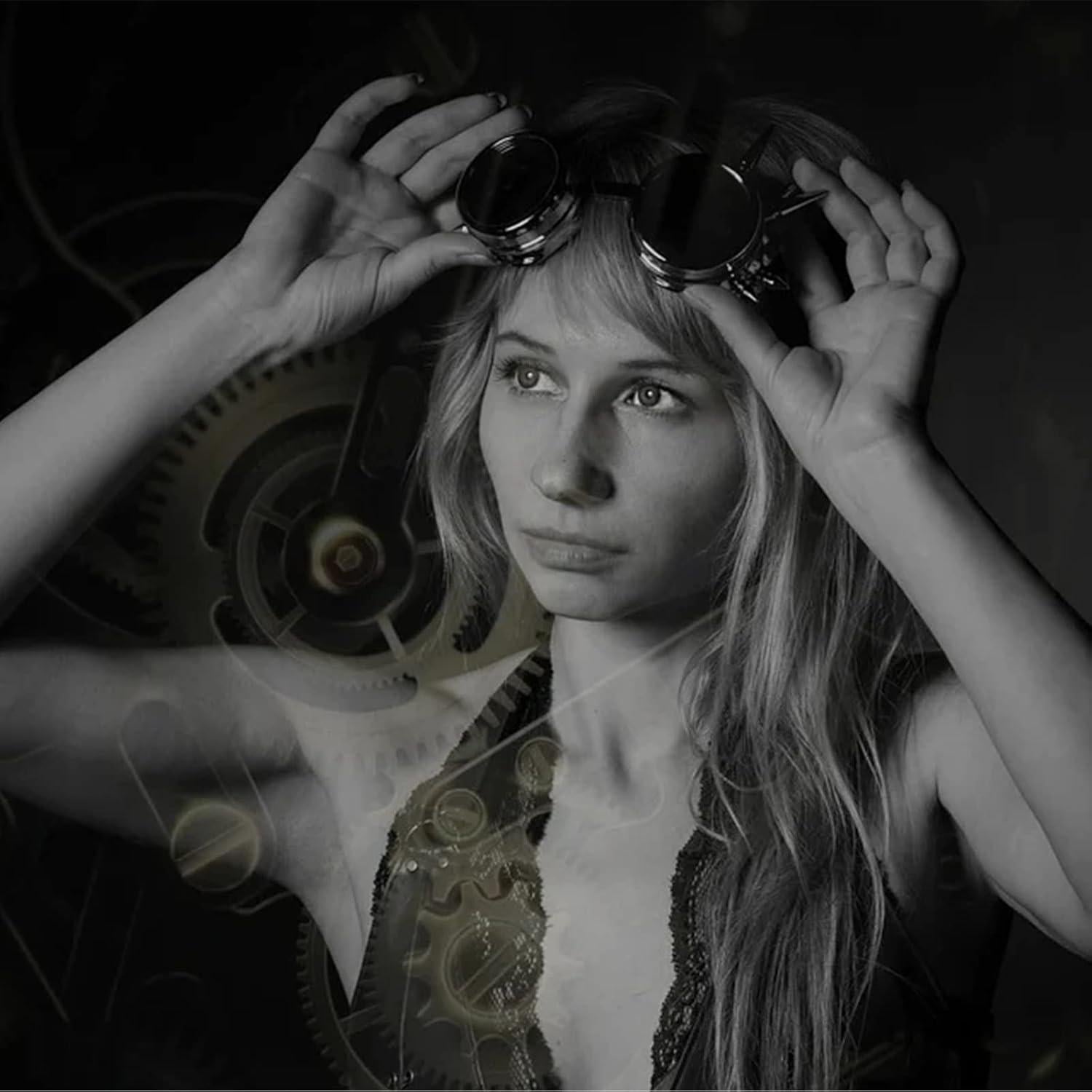 Gafas Steampunk Vintage Ajustables para Cosplay Adulto Unisex