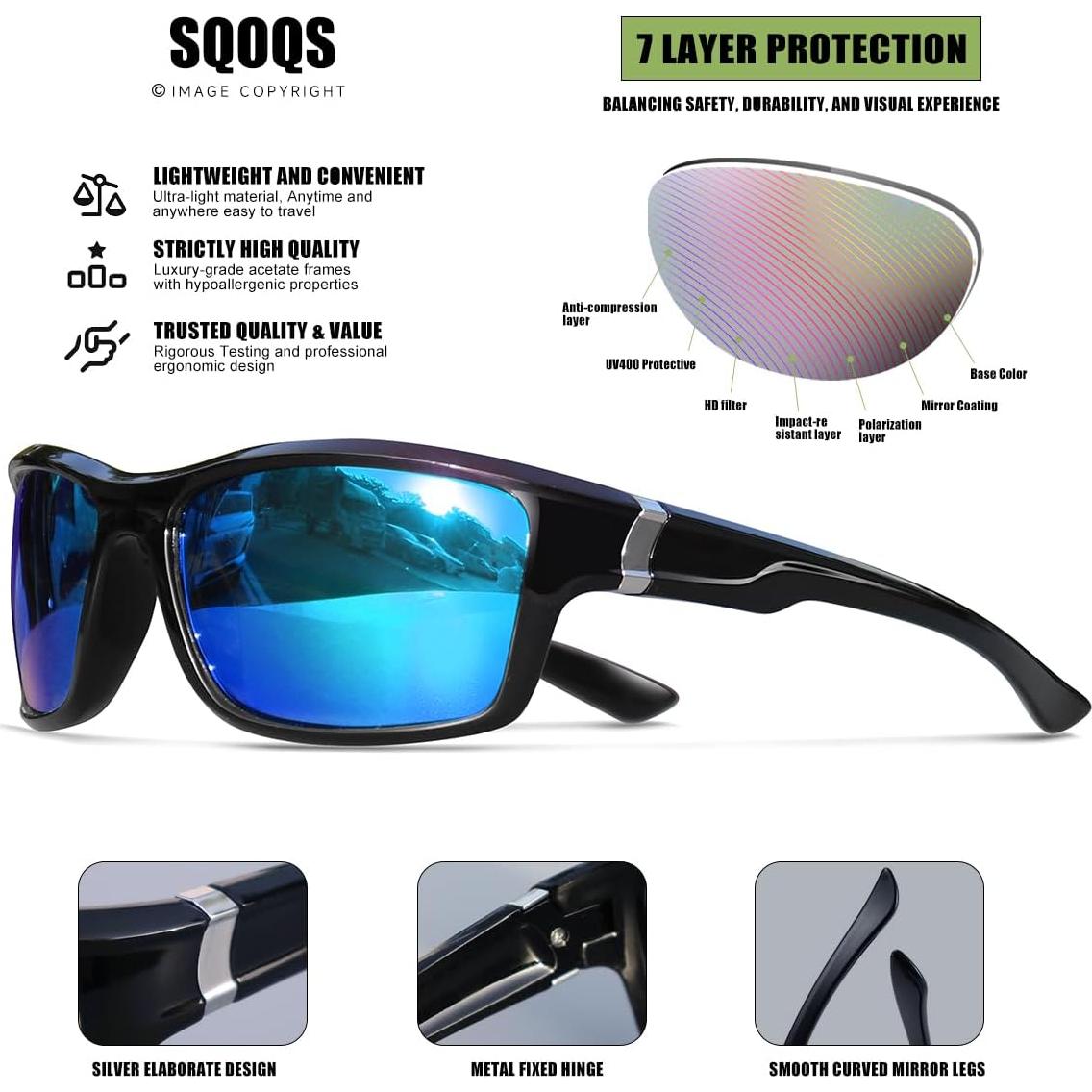 Gafas de sol deportivas polarizadas SQOQS UV400 - 3 pack