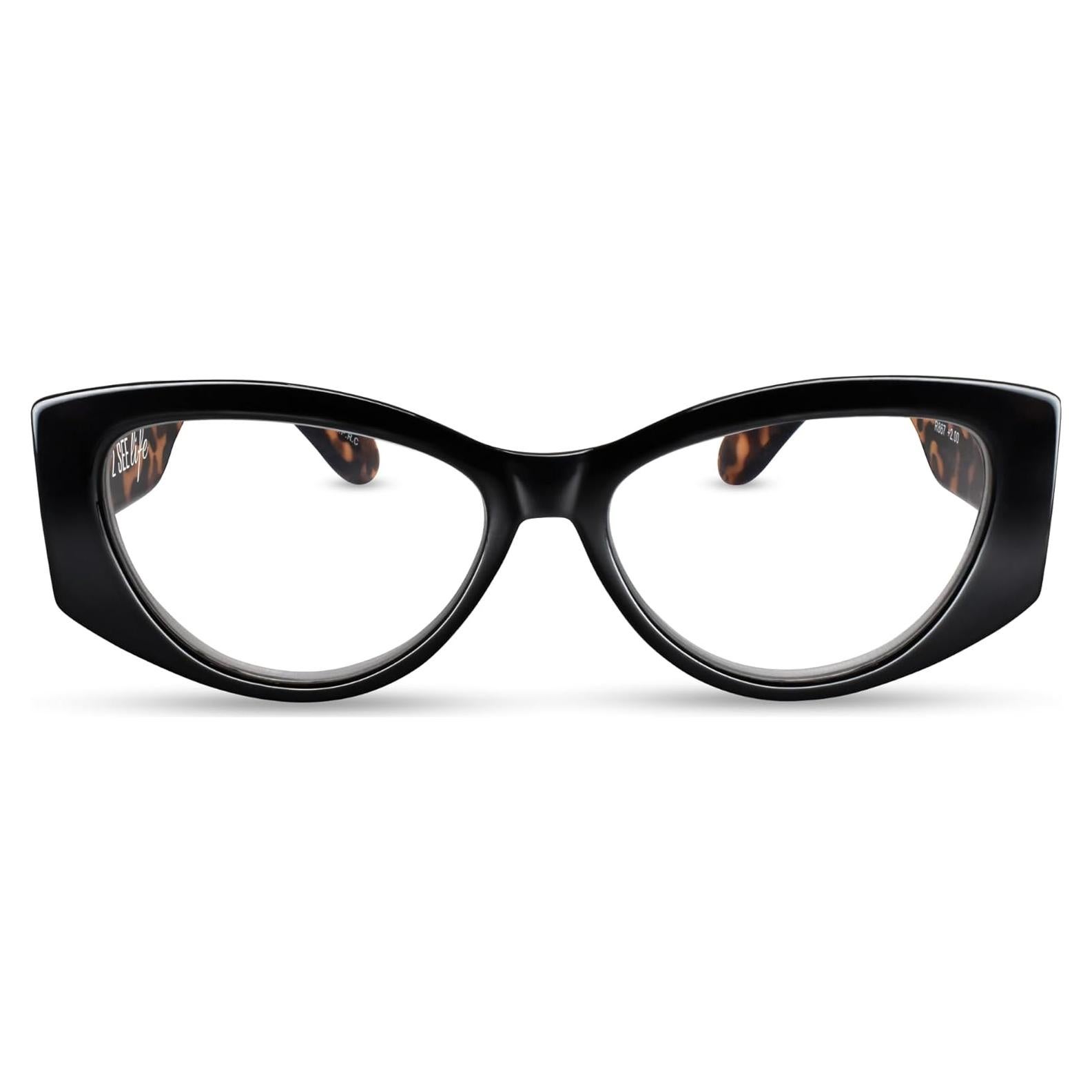 Gafas de lectura ojo de gato 1.0x 2SeeLife negras para mujeres