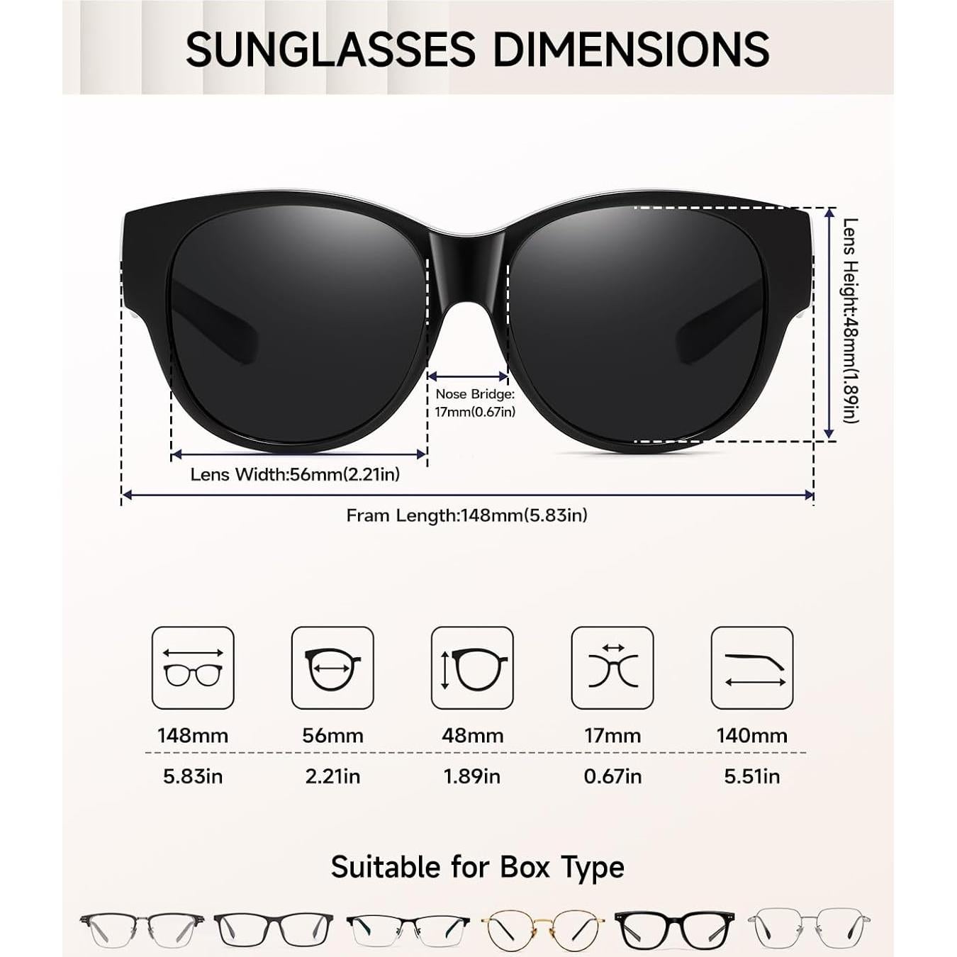 Gafas de sol Wzerry para usar sobre gafas UV400 polarizadas