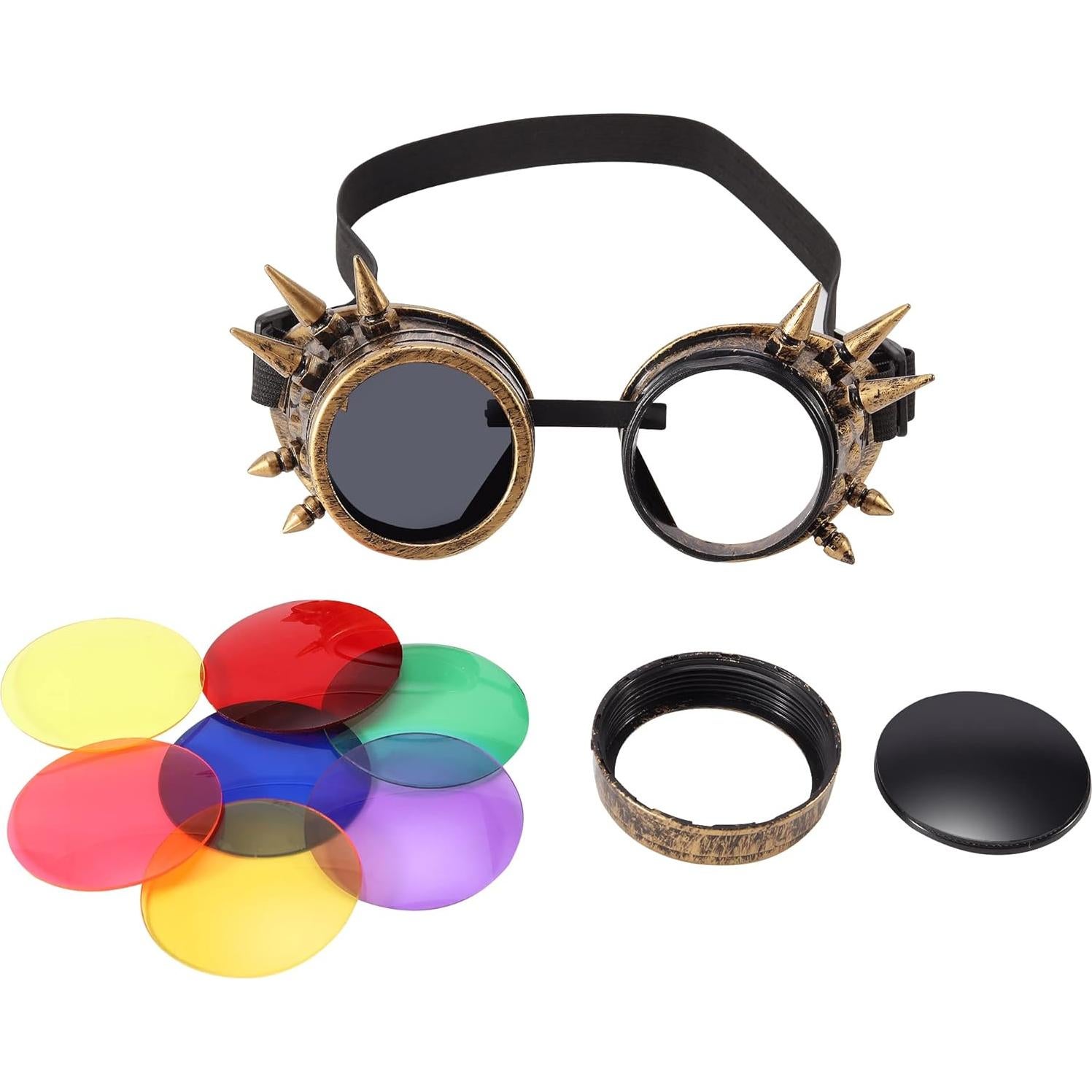 Gafas Steampunk Vintage Lelinta Ajustables con 7 Lentes Intercambiables