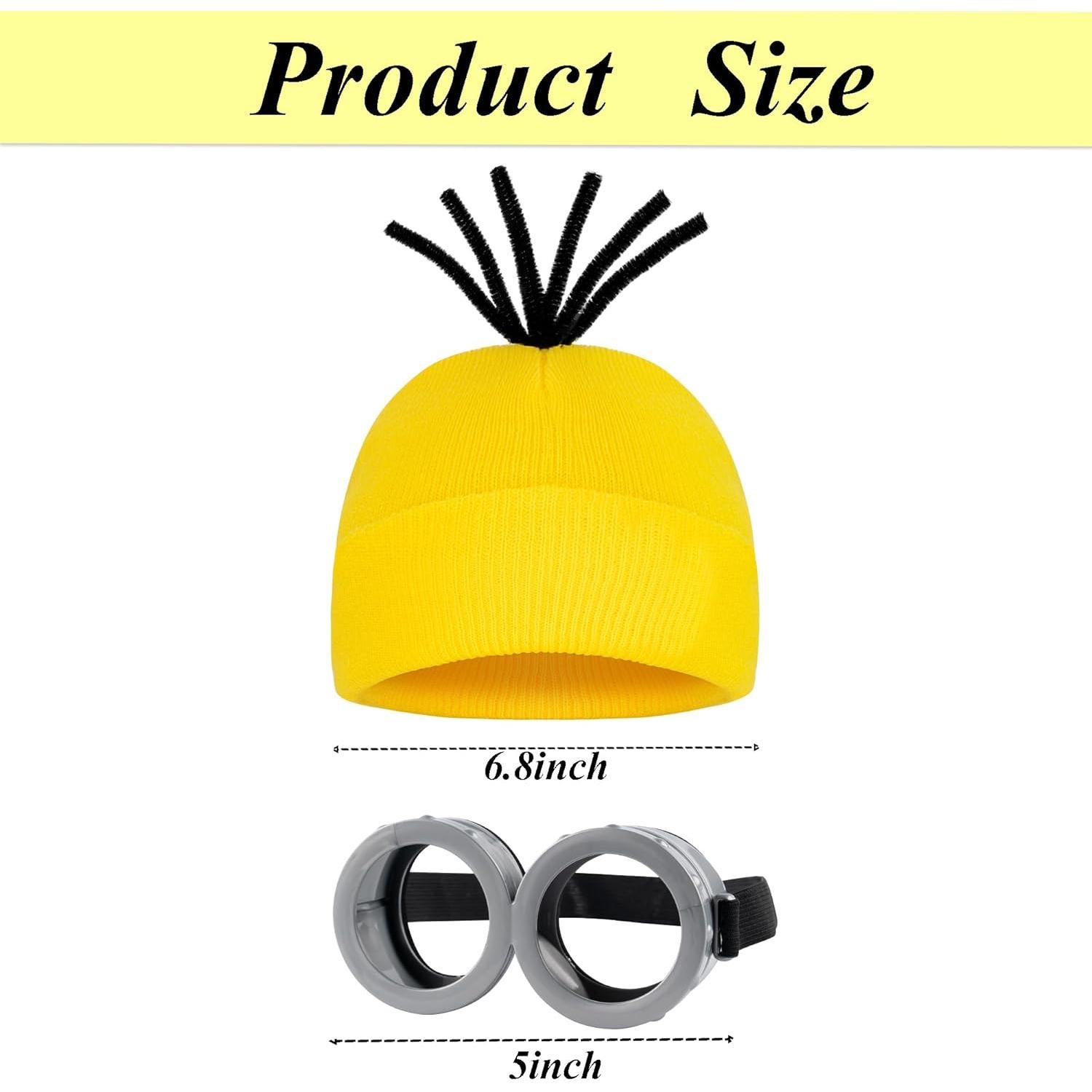 Conjunto de Disfraz 2 Pcs Gafas Steampunk y Sombrero Beanie Amarillo