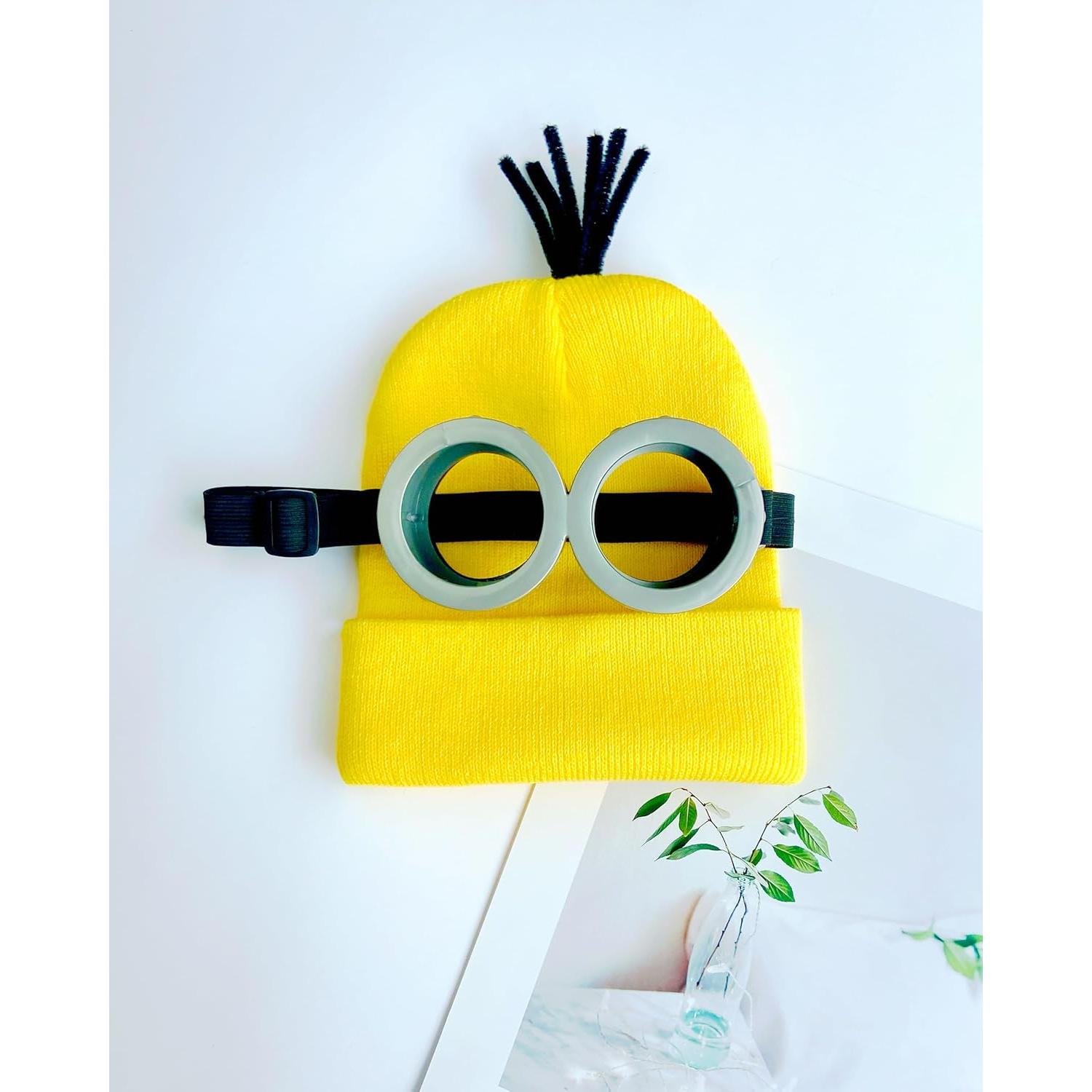 Conjunto de Disfraz 2 Pcs Gafas Steampunk y Sombrero Beanie Amarillo