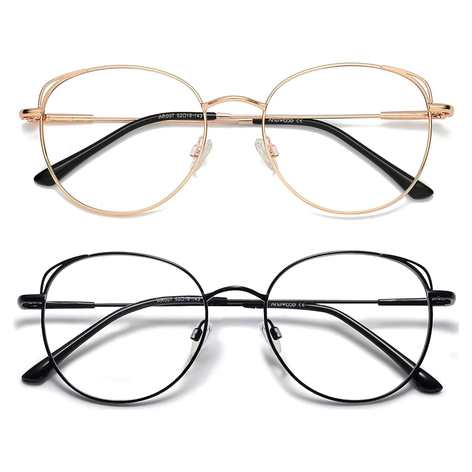 Gafas de Luz Azul ANDWOOD Mujeres Ojos de Gato Metal 2 Pzs