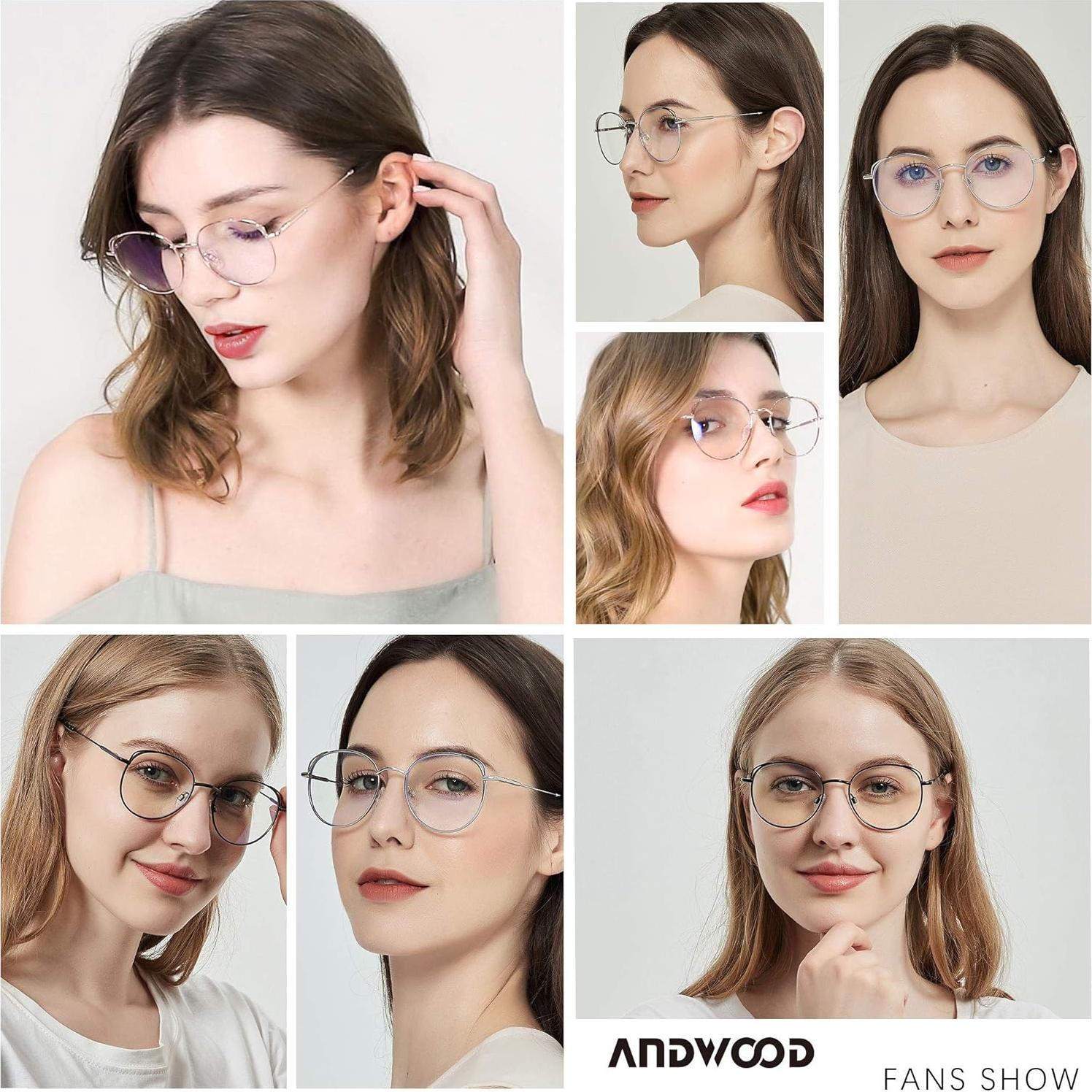 Gafas de Luz Azul ANDWOOD Mujeres Ojos de Gato Metal 2 Pzs