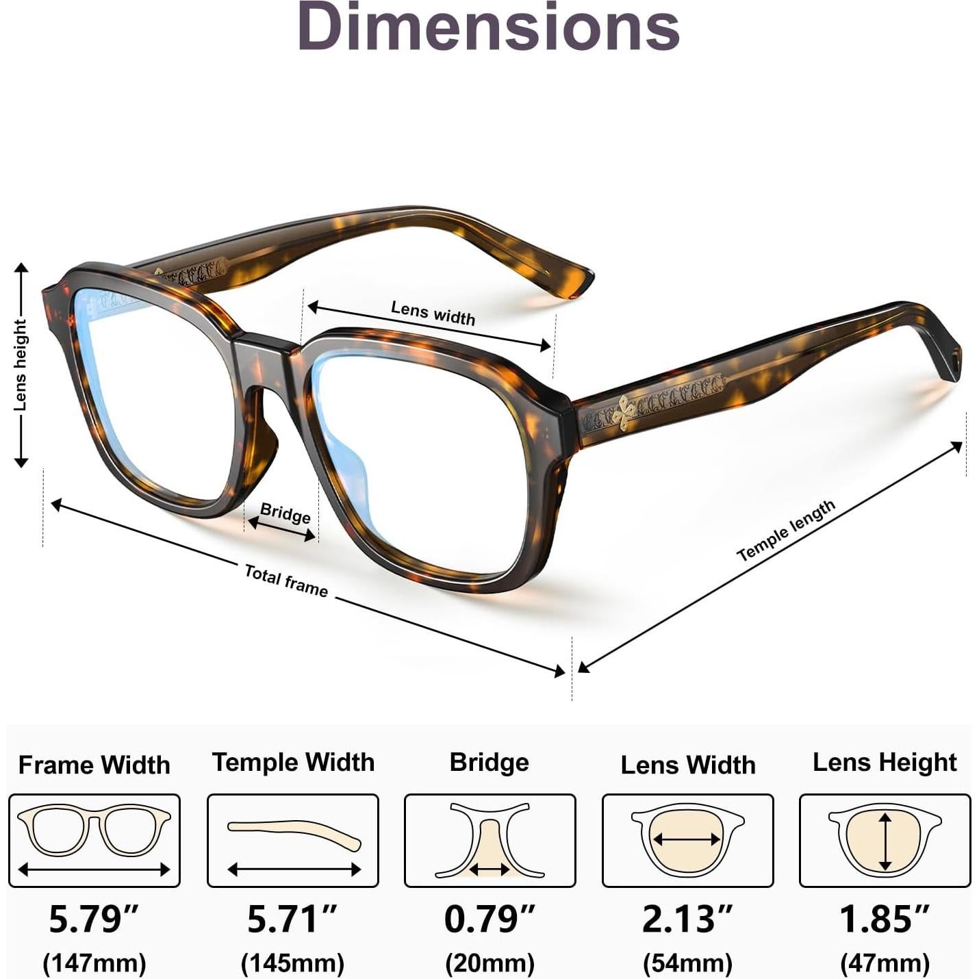 Gafas de Bloqueo de Luz Azul VISOONE Bennett Unisex 15.19x5.79cm