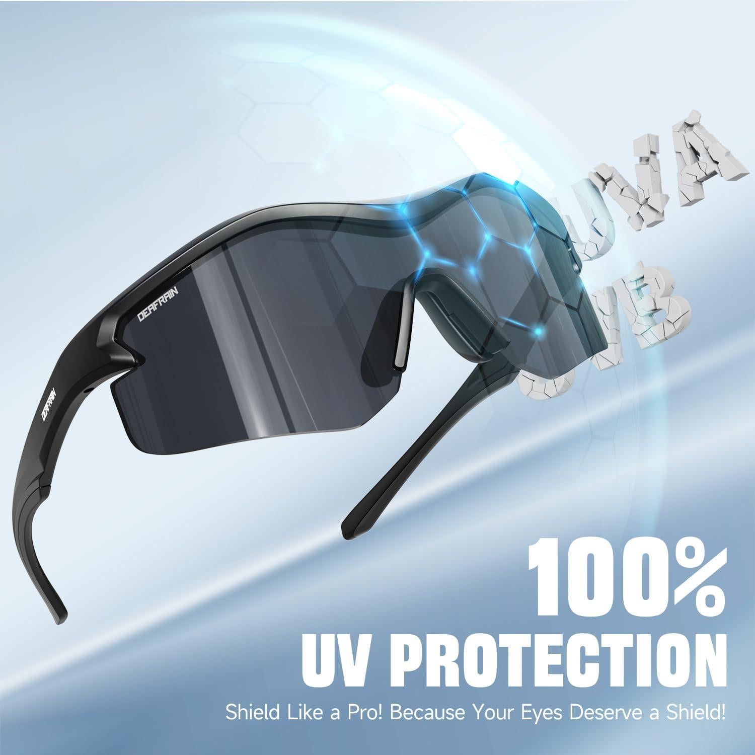 Gafas de sol deportivas DEAFRAIN UV400 para hombres y mujeres