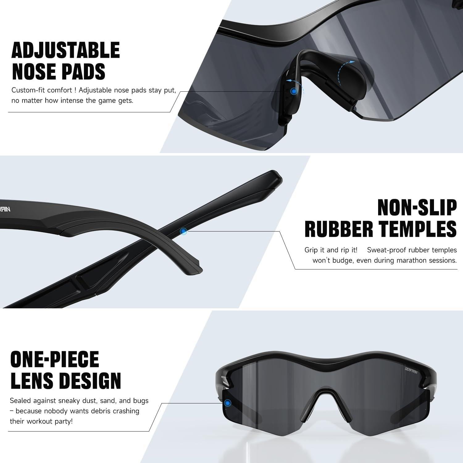 Gafas de sol deportivas DEAFRAIN UV400 para hombres y mujeres