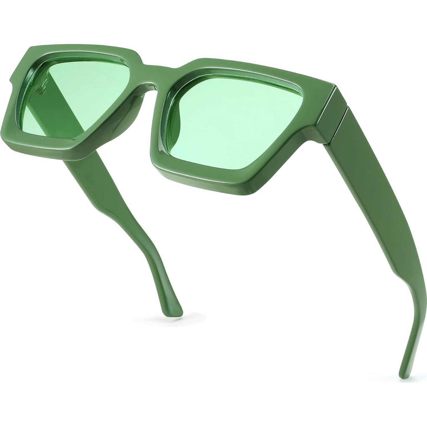 Gafas de Sol Retro Cuadradas FEISEDY UV400 Verde 50mm