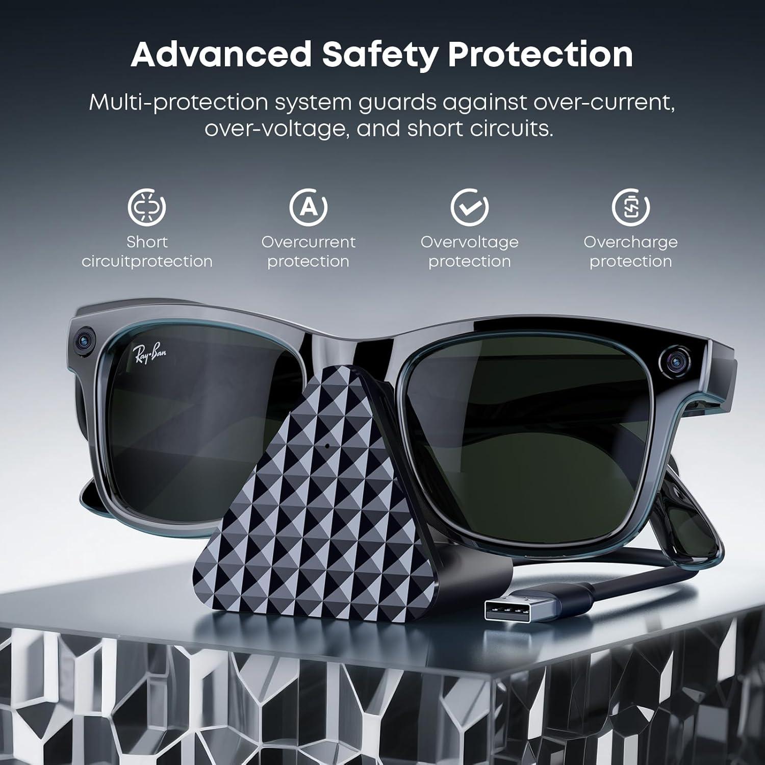 Cargador Portátil para Gafas Ray-Ban Meta - Negro