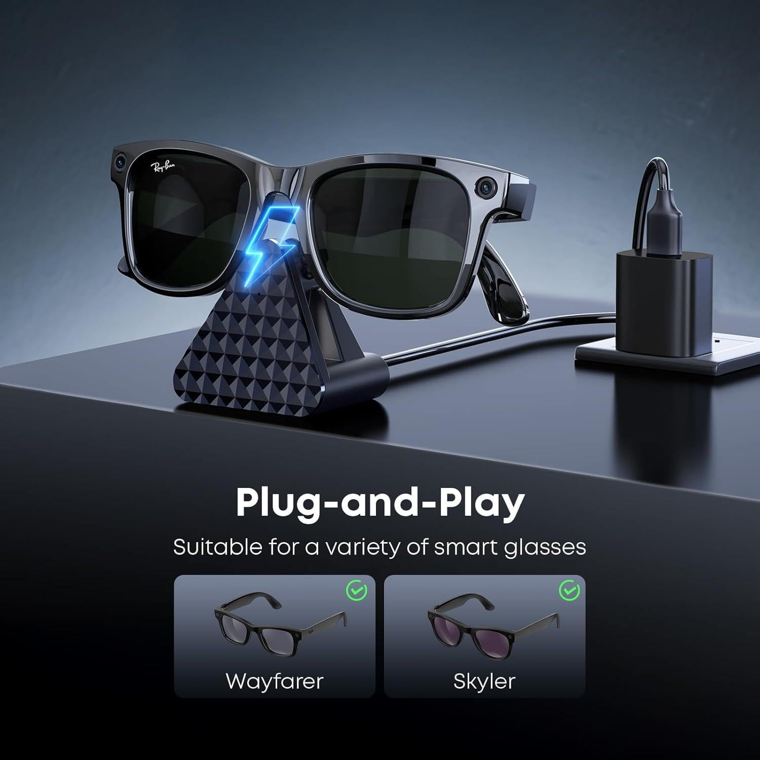 Cargador Portátil para Gafas Ray-Ban Meta - Negro