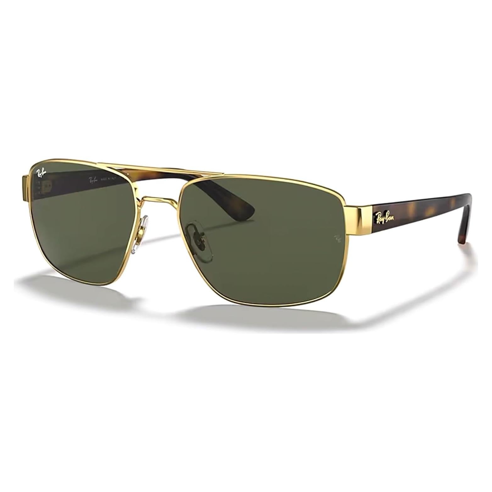 Gafas de sol Ray-Ban RB3663 Rectangulares para Hombres Oro Verde