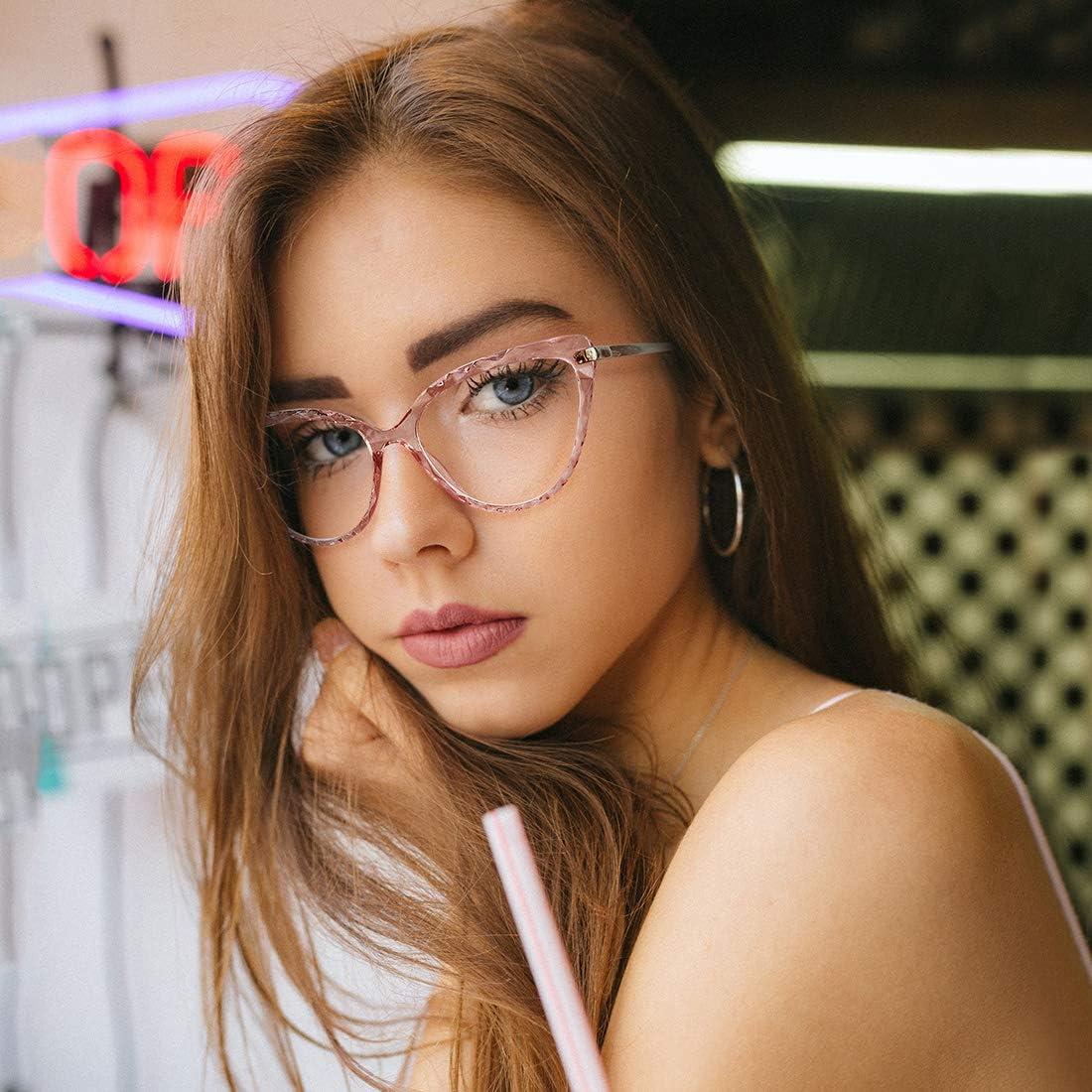 Gafas de Ojo de Gato WOWSUN con Cristales Transparentes para Mujeres