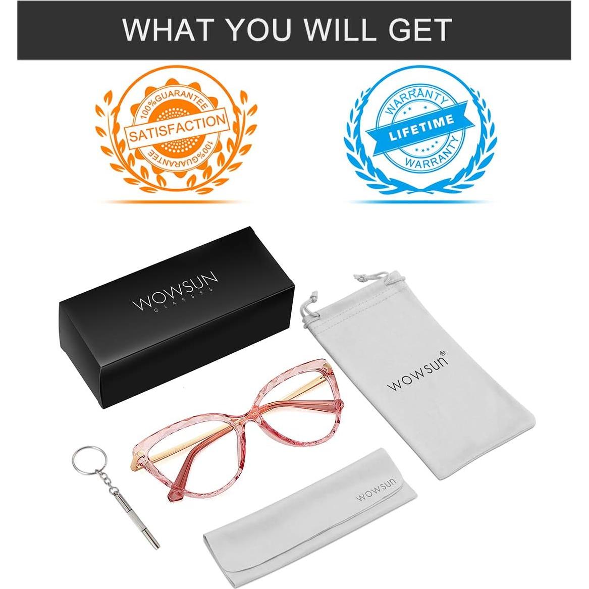 Gafas de Ojo de Gato WOWSUN con Cristales Transparentes para Mujeres