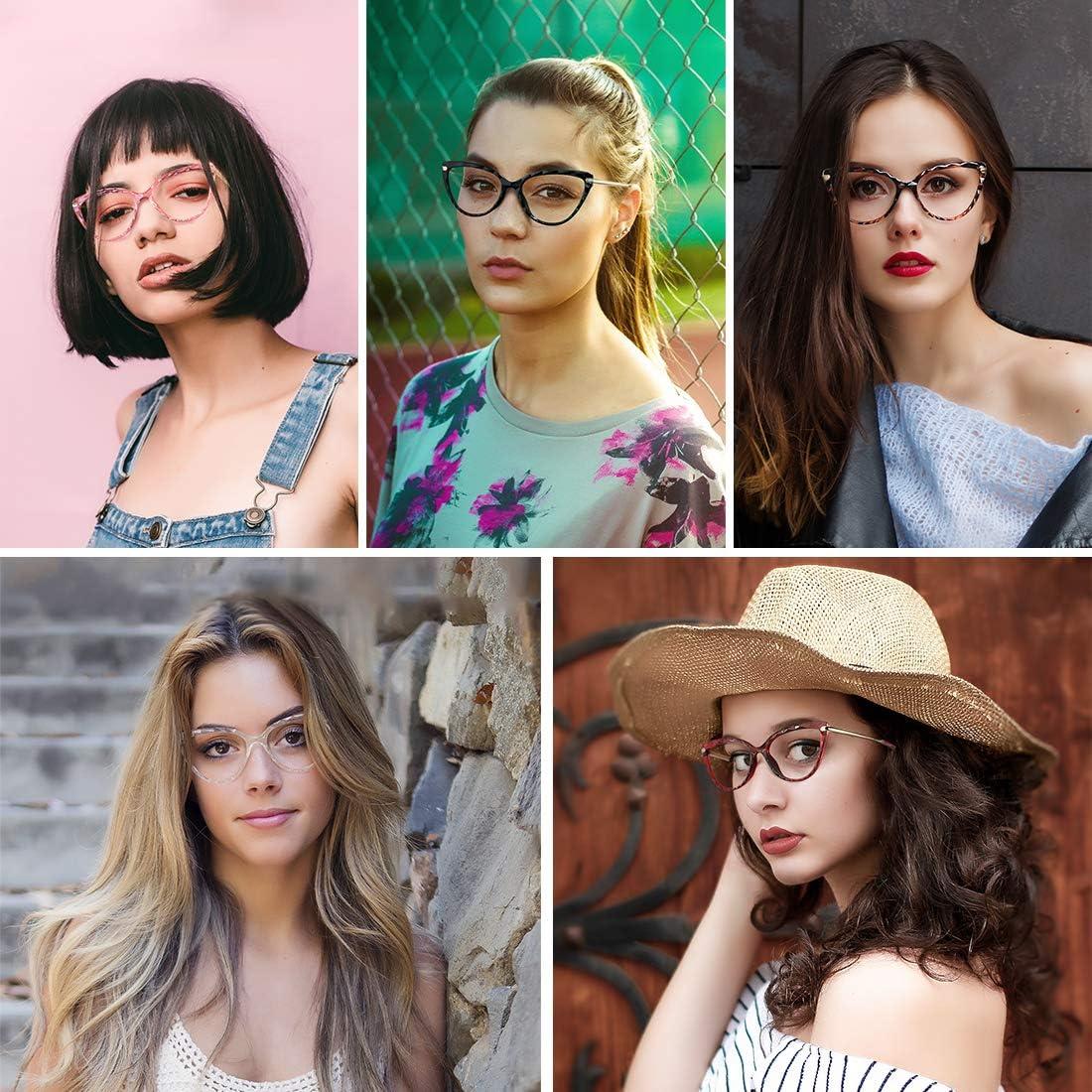 Gafas de Ojo de Gato WOWSUN con Cristales Transparentes para Mujeres