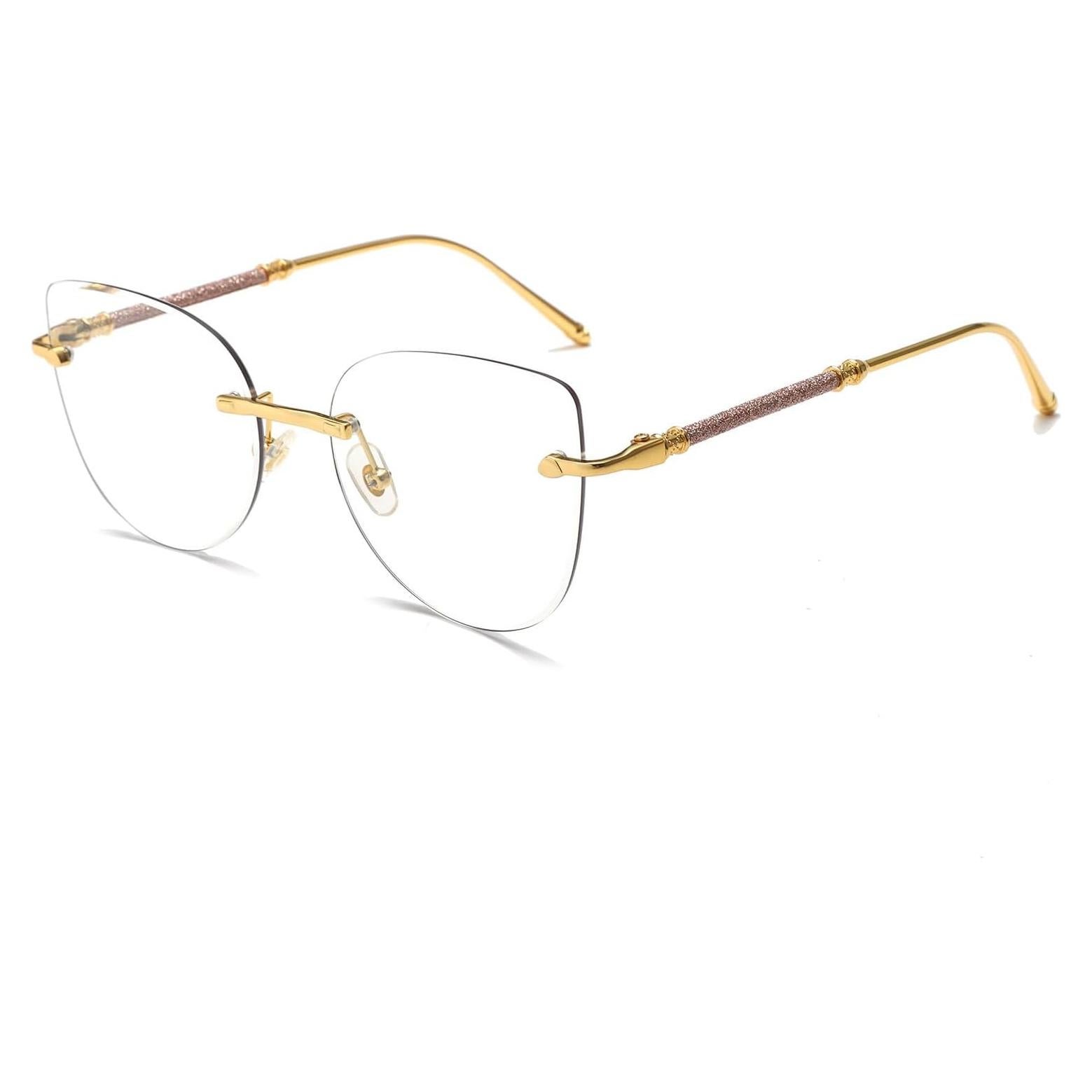 Gafas de Luz Azul LJCZKA Ojo de Gato Rosa Dorado Mujeres