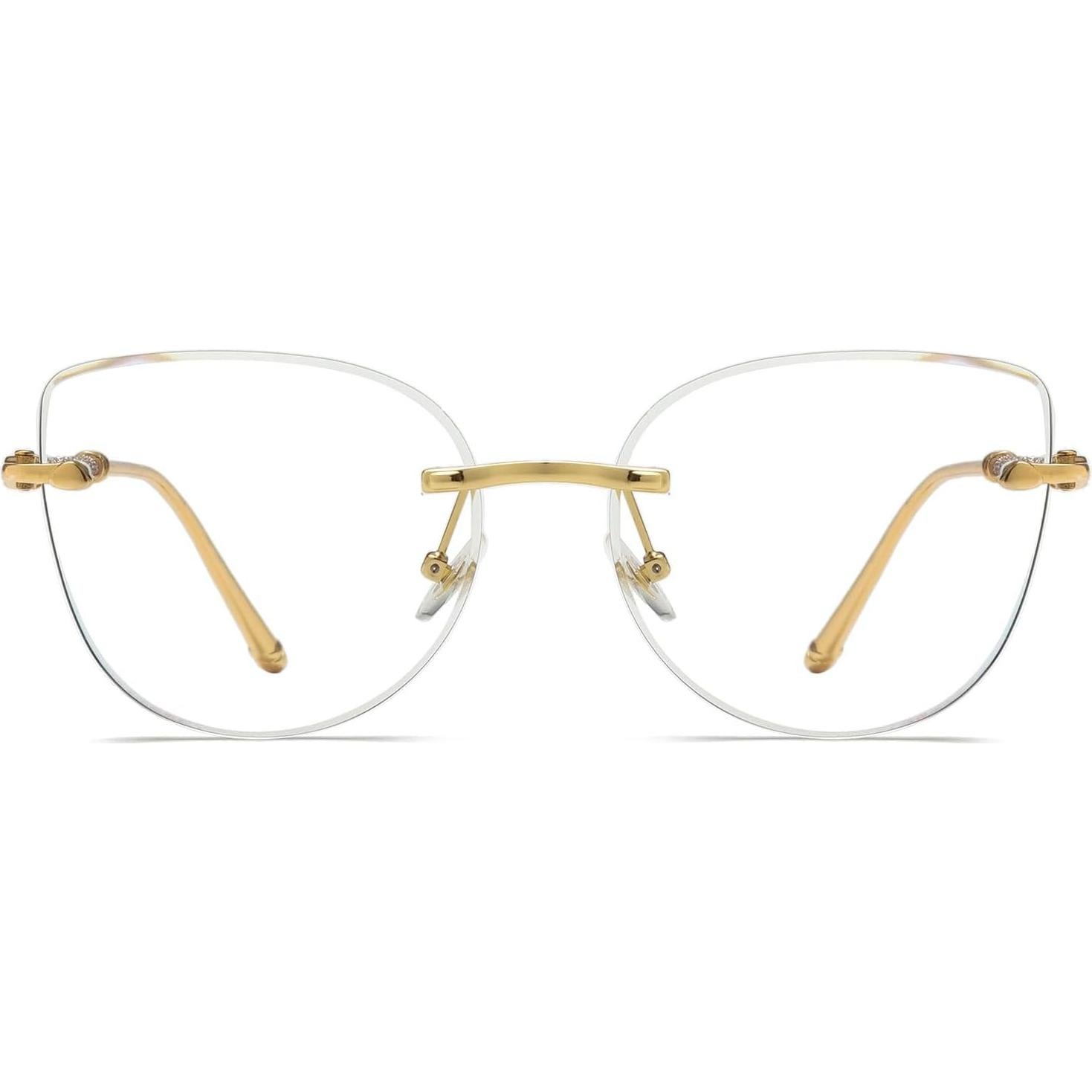 Gafas de Luz Azul LJCZKA Ojo de Gato Rosa Dorado Mujeres