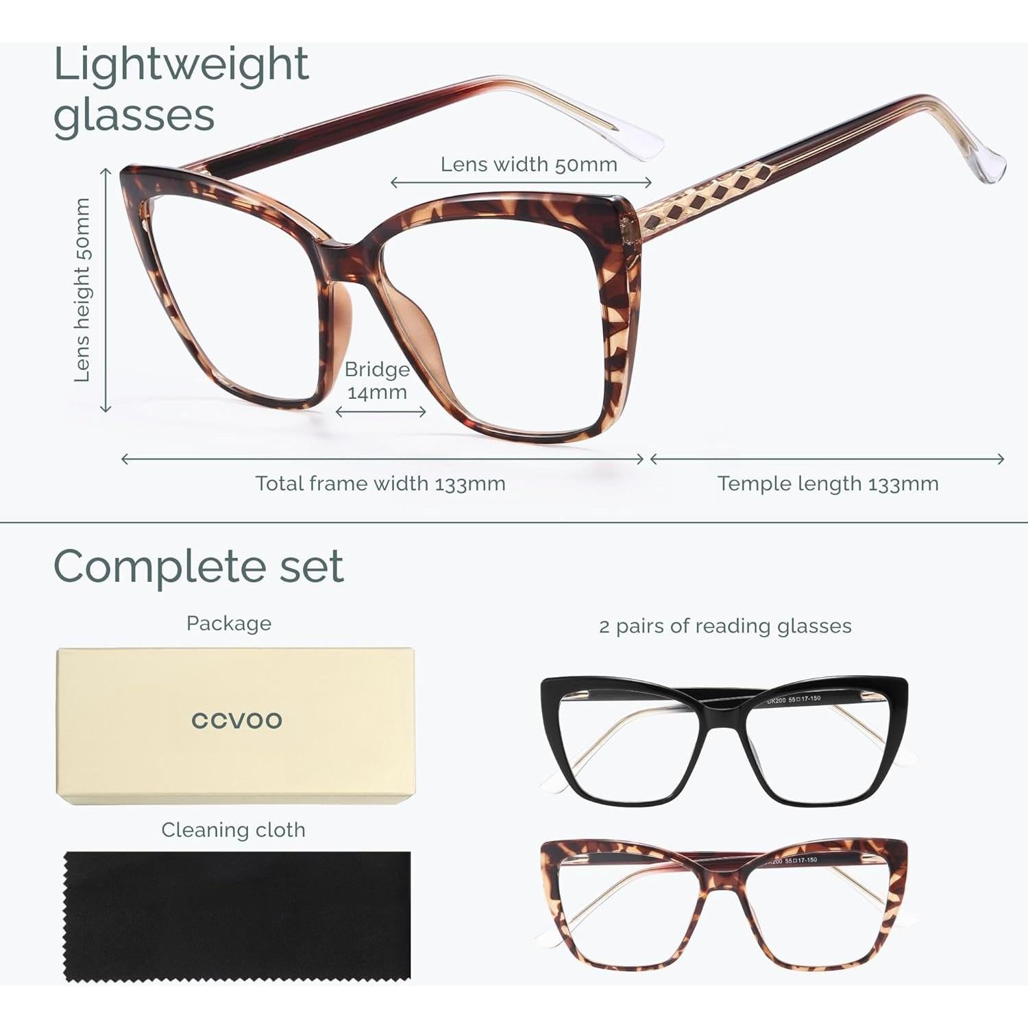 Gafas de lectura CCVOO para adultos unisex, bloqueo luz azul, 1.0x