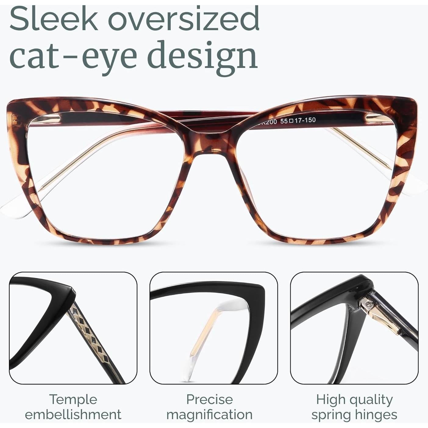 Gafas de lectura CCVOO para adultos unisex, bloqueo luz azul, 1.0x